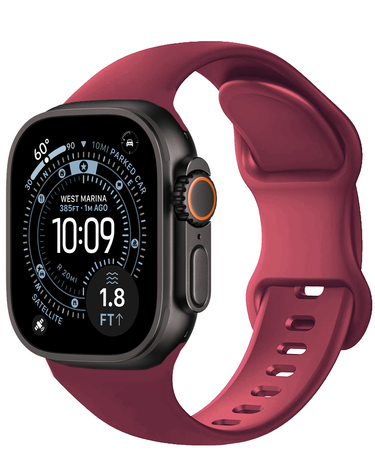 BASEY. BASEY. Apple Watch Bandje Siliconen Verstelbaar (49 mm) - Donker Rood