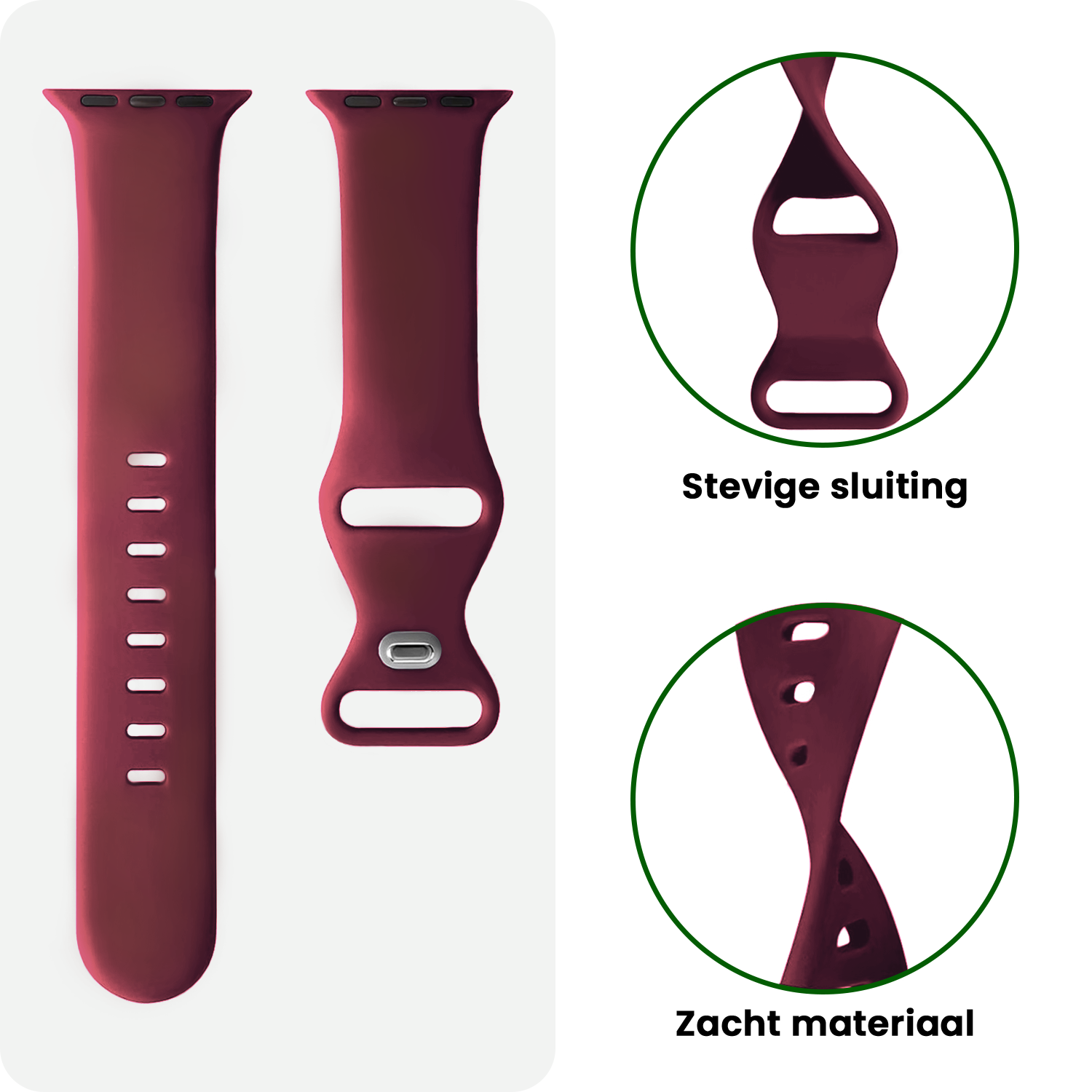 BASEY. BASEY. Apple Watch Bandje Siliconen Verstelbaar (49 mm) - Donker Rood