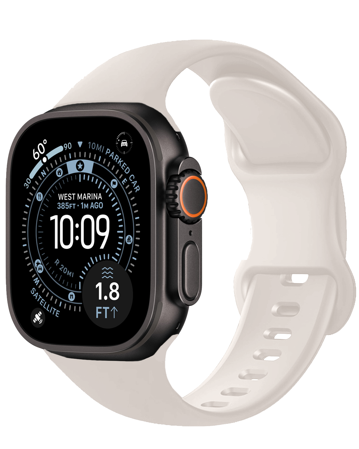 BASEY. BASEY. Apple Watch Bandje Siliconen Verstelbaar (49 mm) - Ivoor