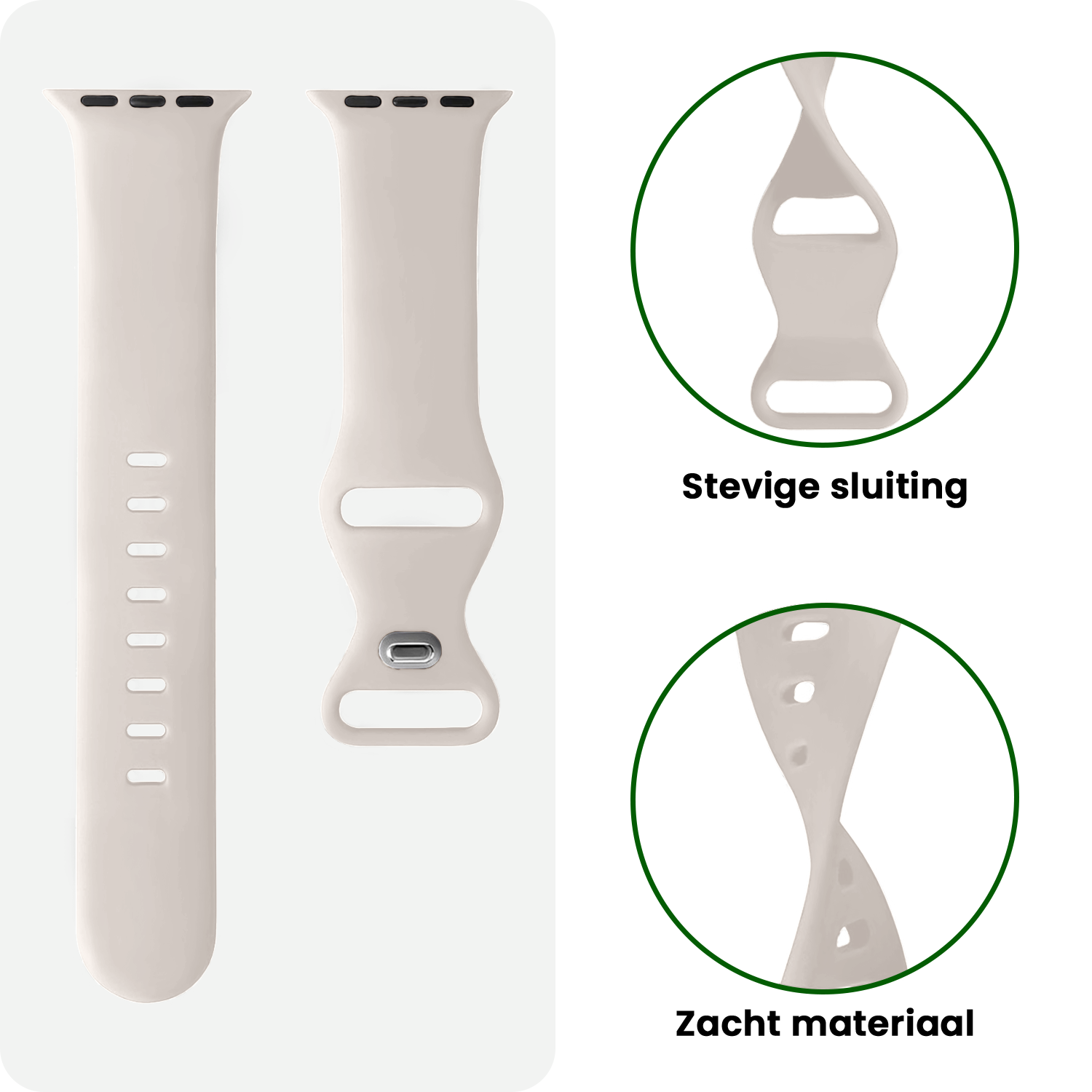 BASEY. BASEY. Apple Watch Bandje Siliconen Verstelbaar (49 mm) - Ivoor