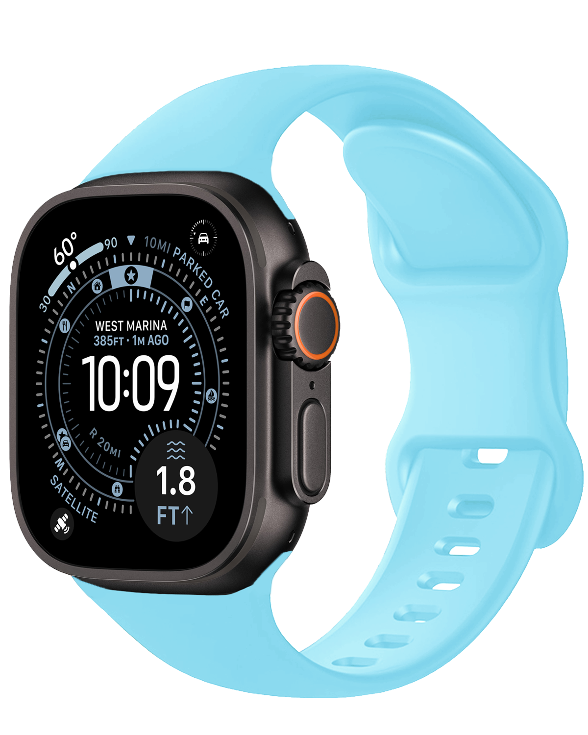 BASEY. BASEY. Apple Watch Bandje Siliconen Verstelbaar (49 mm) - Lichtblauw