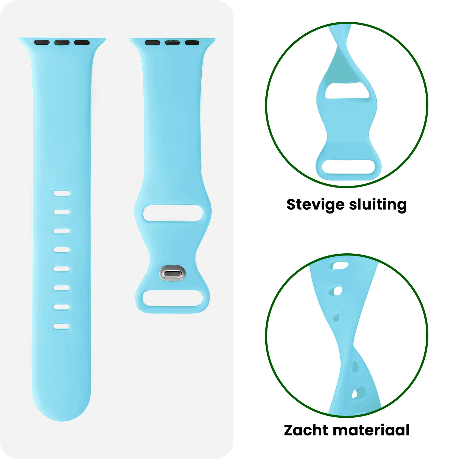 BASEY. BASEY. Apple Watch Bandje Siliconen Verstelbaar (49 mm) - Lichtblauw