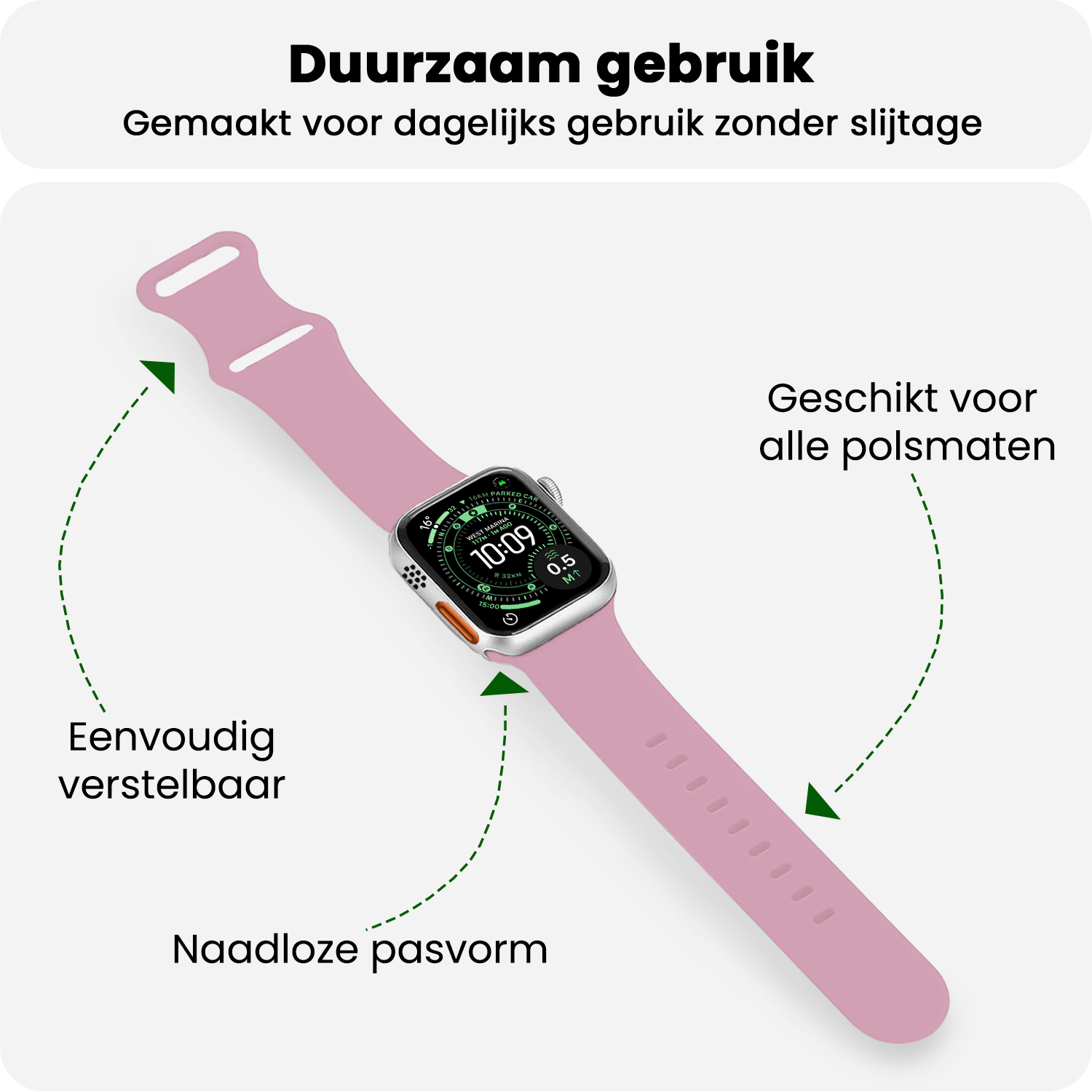 BASEY. BASEY. Apple Watch Bandje Siliconen Verstelbaar (49 mm) - Lila