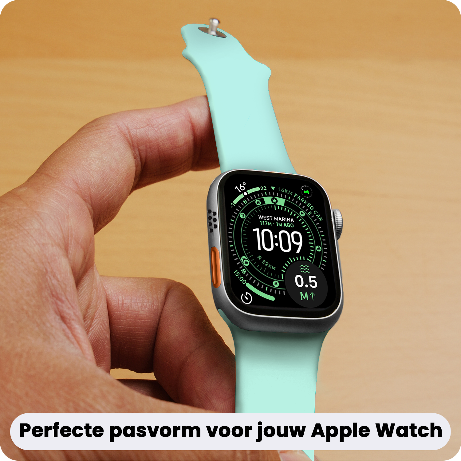 BASEY. BASEY. Apple Watch Bandje Siliconen Verstelbaar (49 mm) - Mint