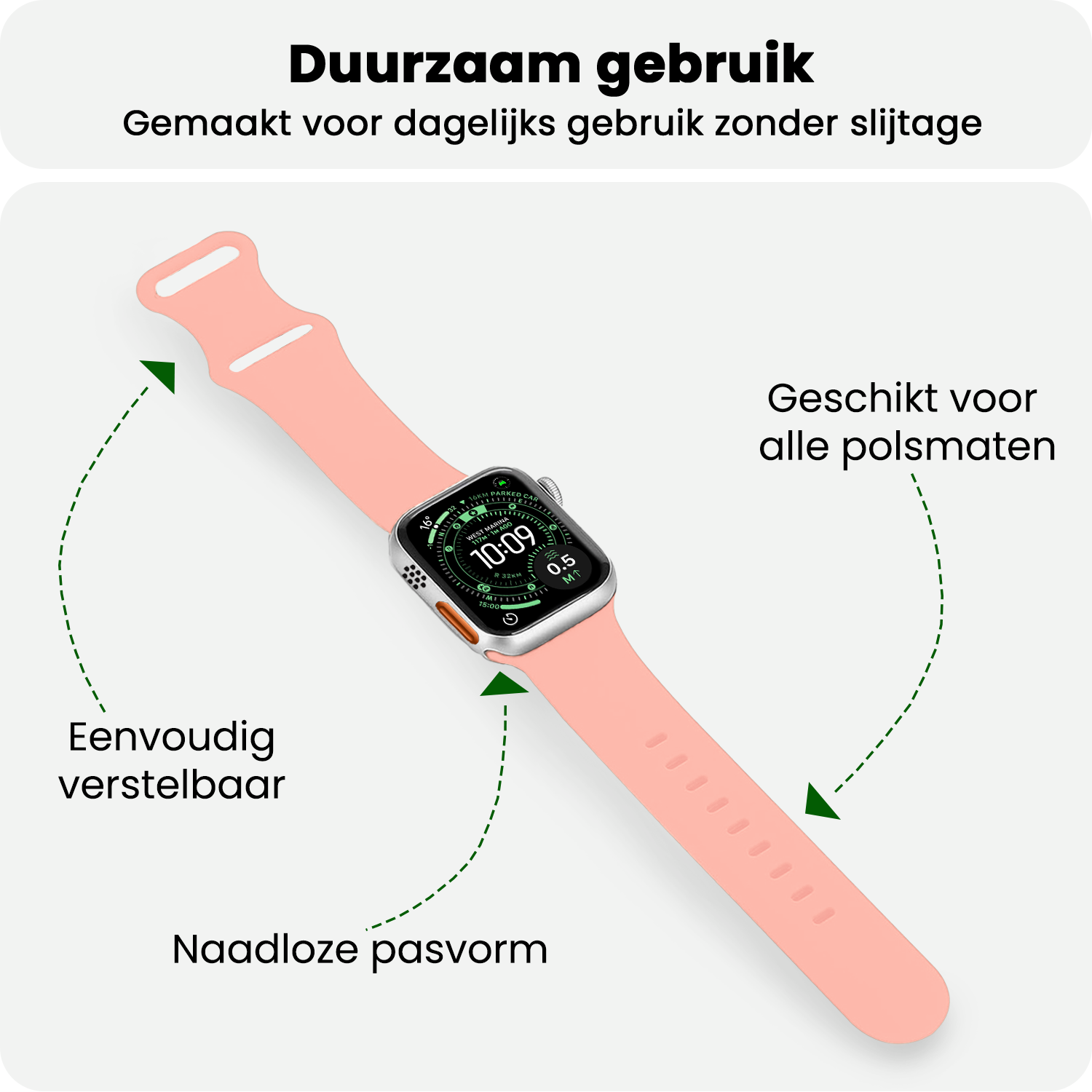 BASEY. BASEY. Apple Watch Bandje Siliconen Verstelbaar (49 mm) - Oud Roze