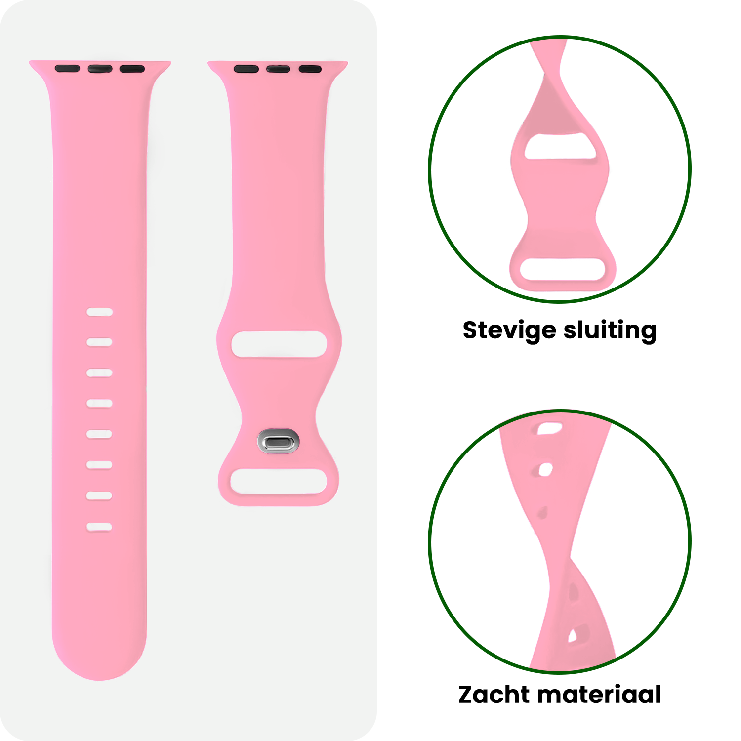 BASEY. BASEY. Apple Watch Bandje Siliconen Verstelbaar (49 mm) - Roze