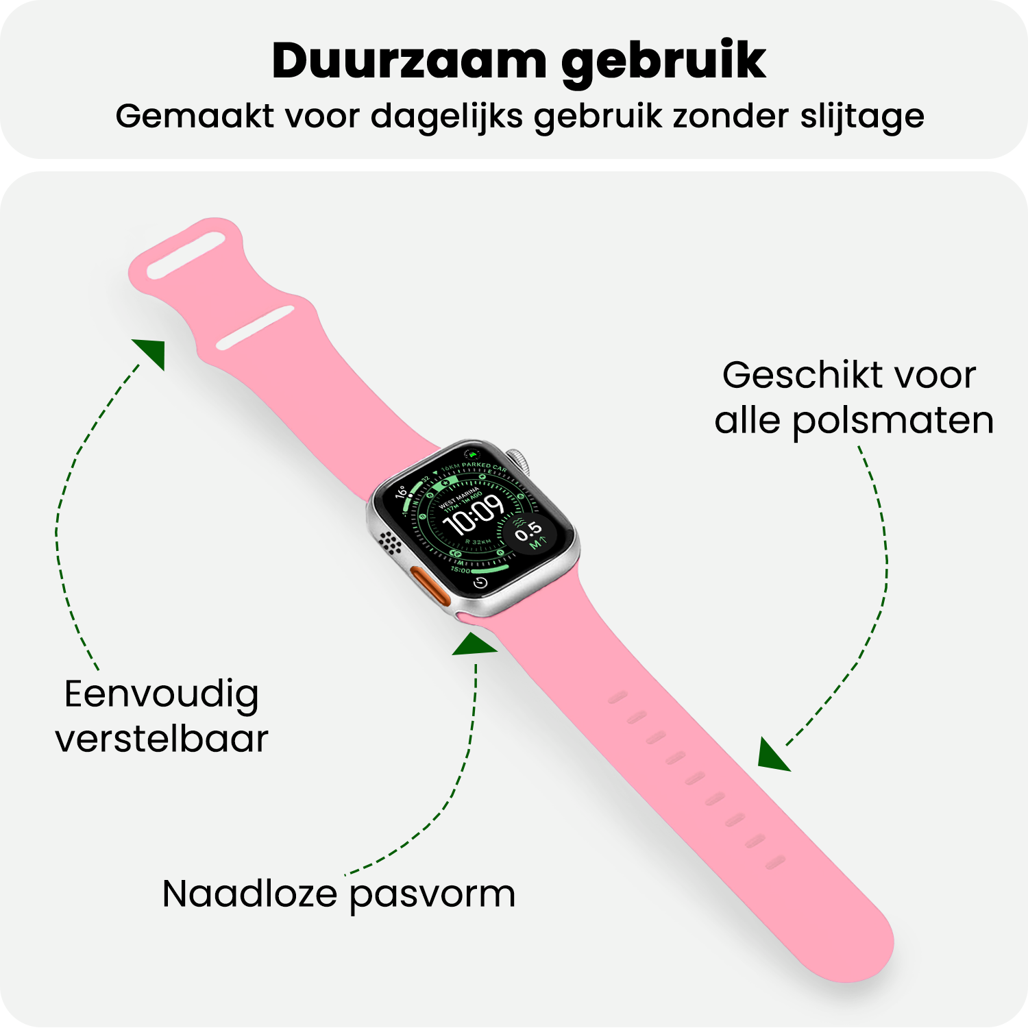 BASEY. BASEY. Apple Watch Bandje Siliconen Verstelbaar (49 mm) - Roze