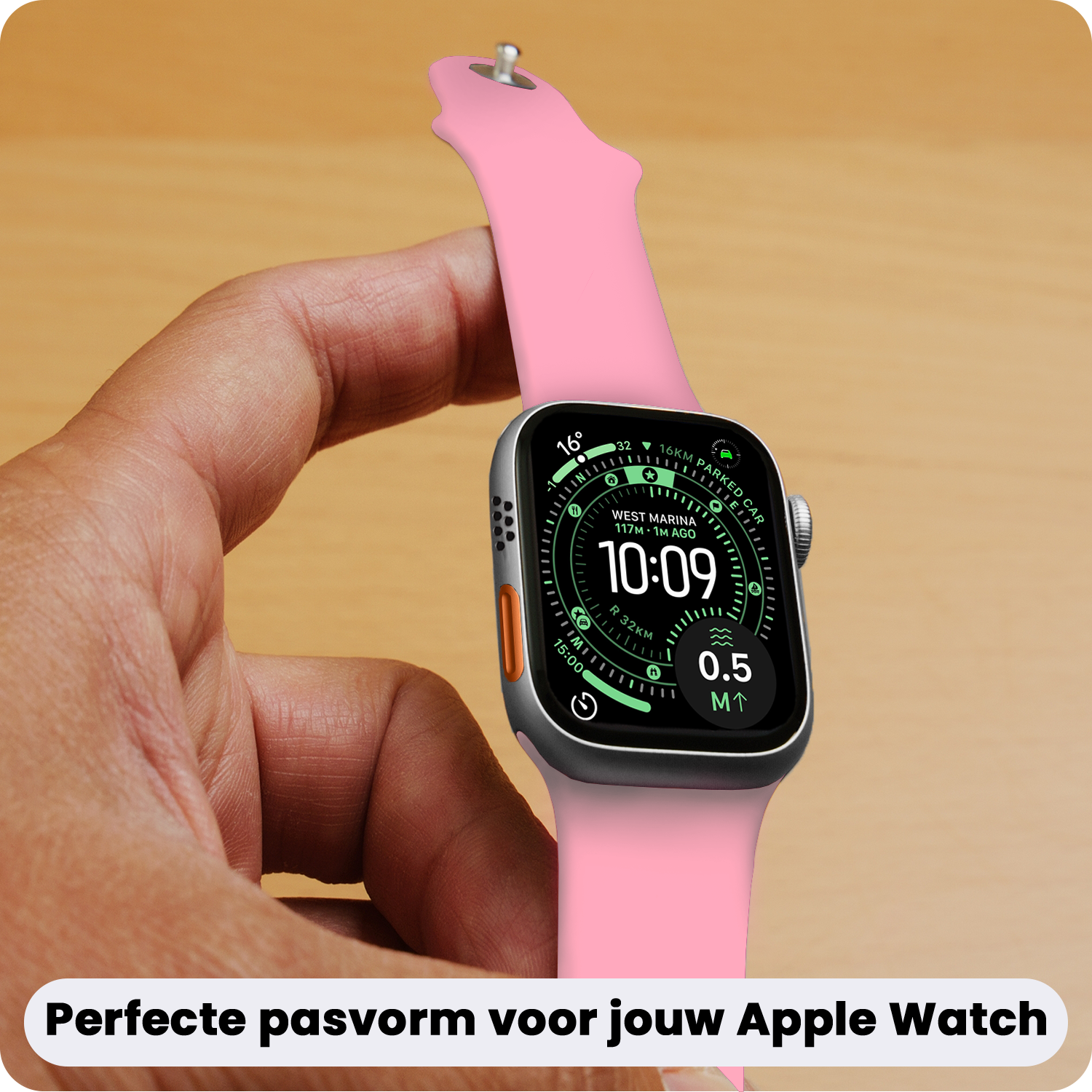 BASEY. BASEY. Apple Watch Bandje Siliconen Verstelbaar (49 mm) - Roze