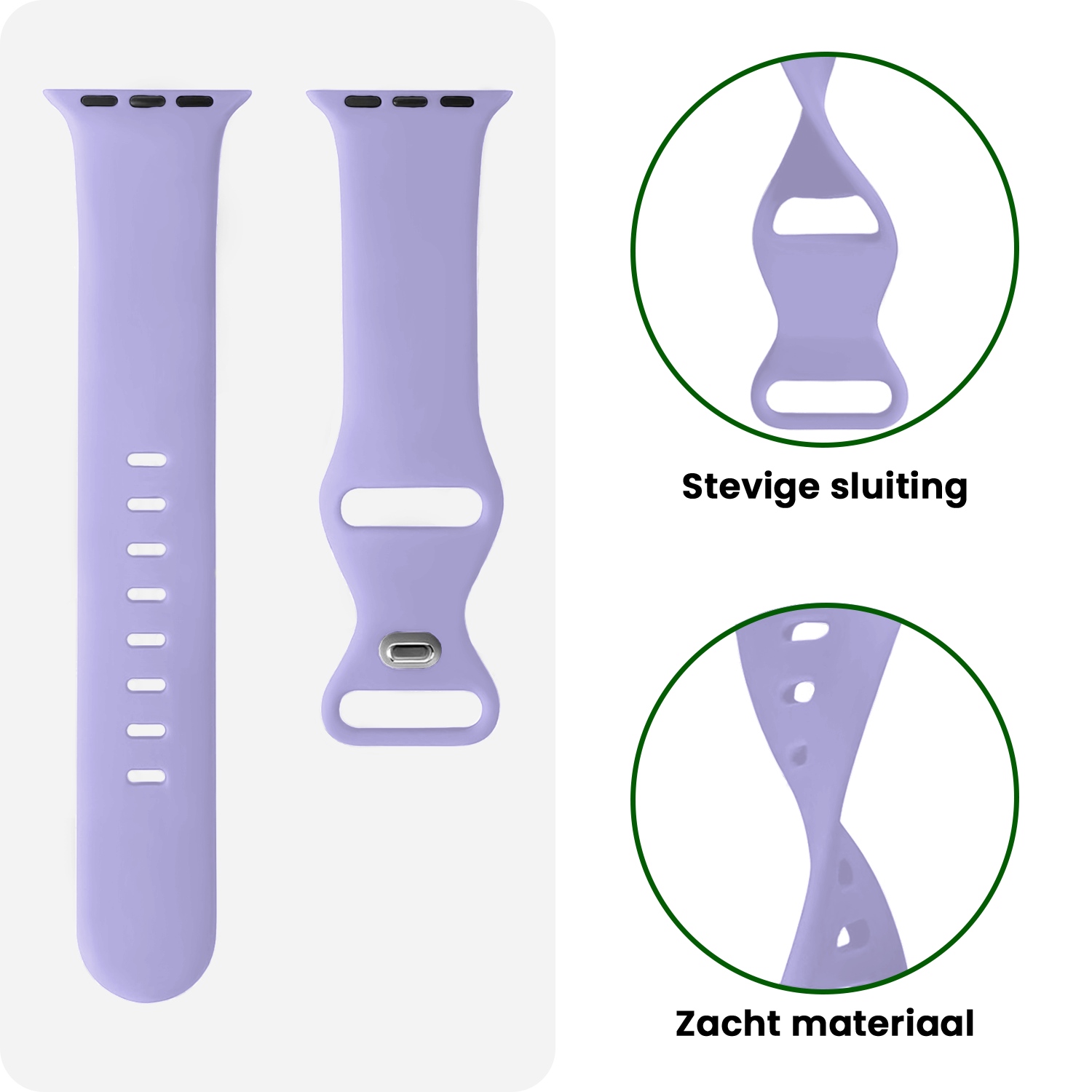 BASEY. BASEY. Apple Watch Bandje Siliconen Verstelbaar (49 mm) - Violet