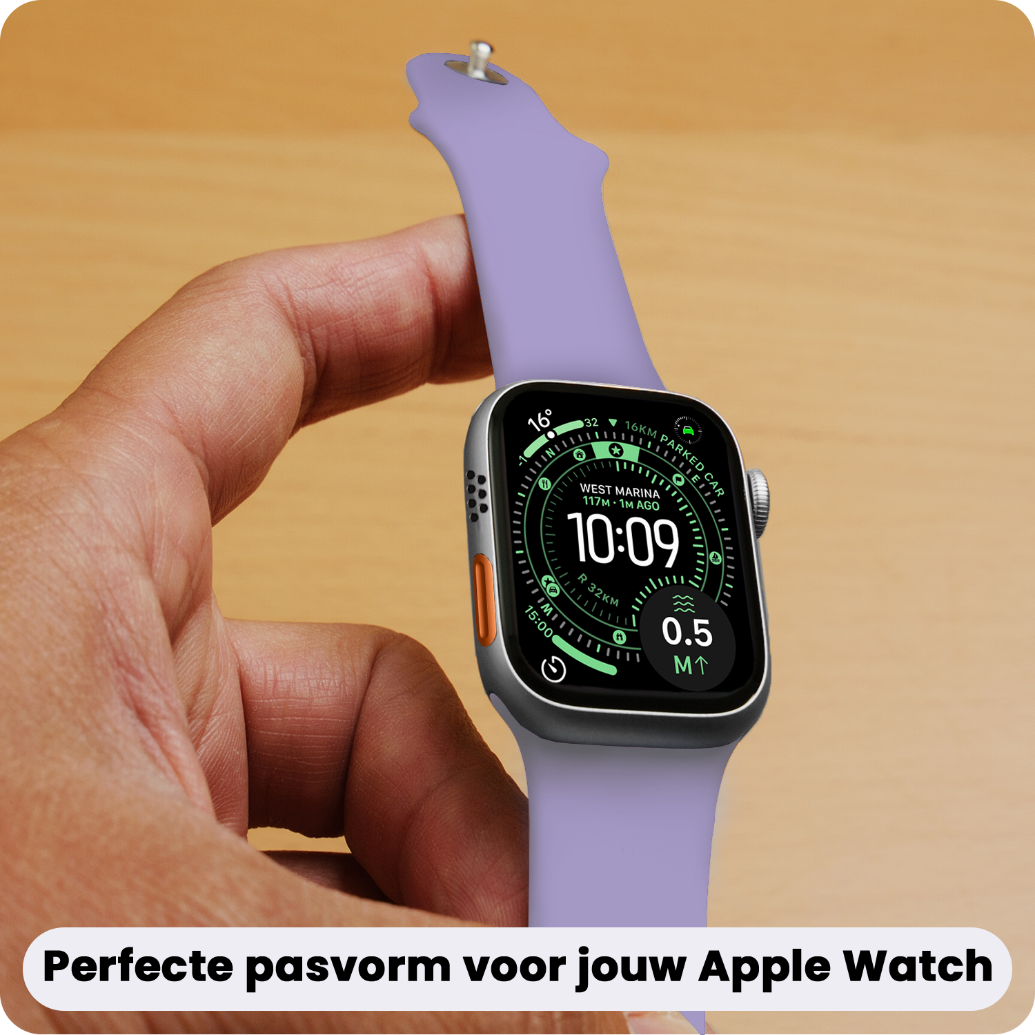 BASEY. BASEY. Apple Watch Bandje Siliconen Verstelbaar (49 mm) - Violet