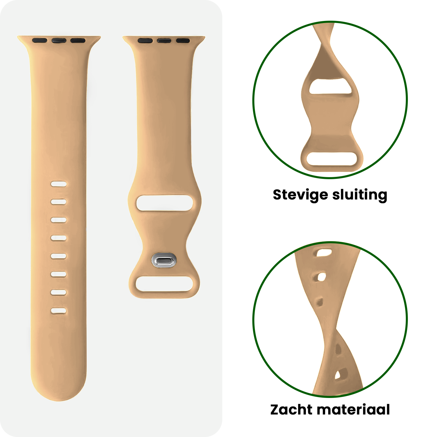 BASEY. BASEY. Apple Watch Bandje Siliconen Verstelbaar (49 mm) - Walnoot