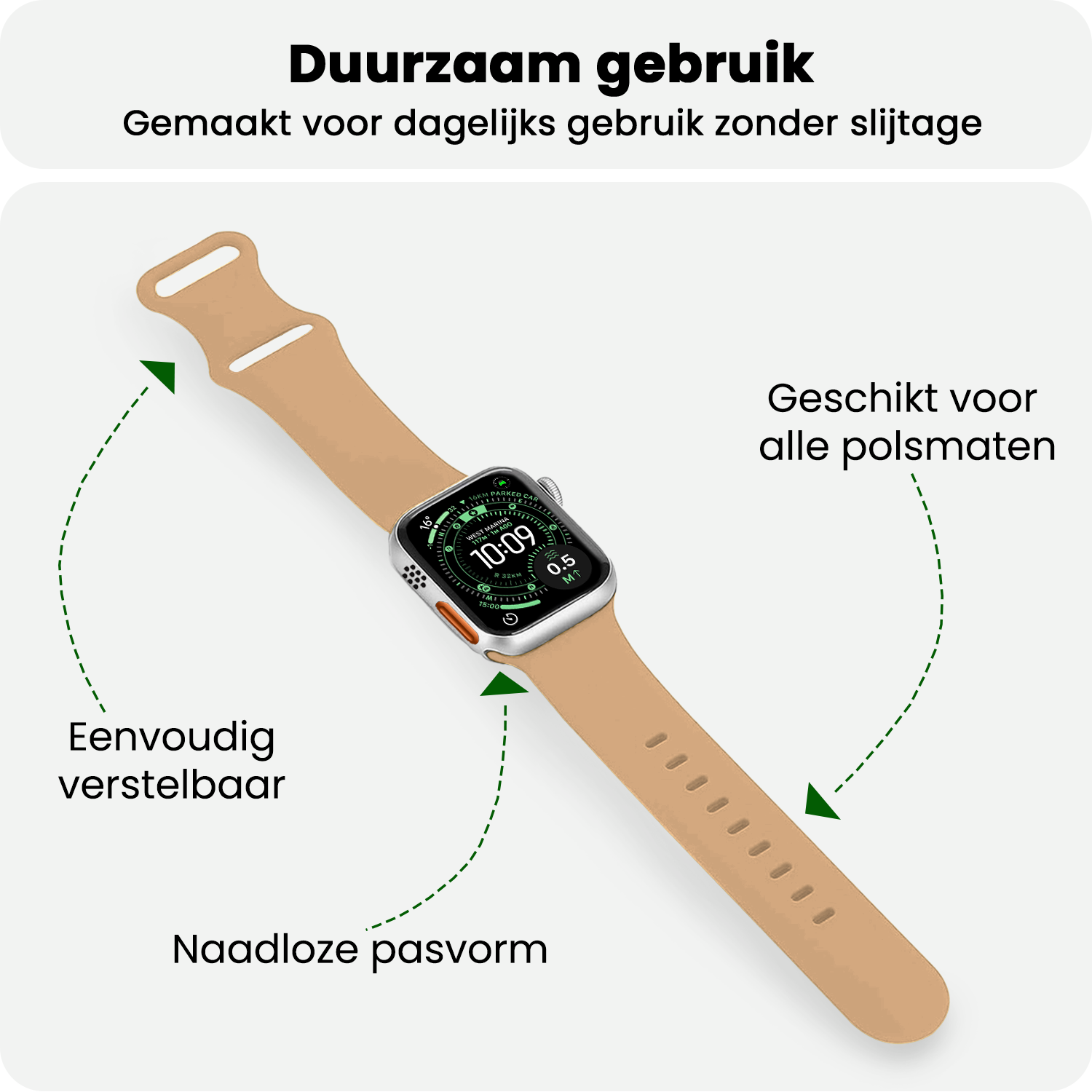 BASEY. BASEY. Apple Watch Bandje Siliconen Verstelbaar (49 mm) - Walnoot