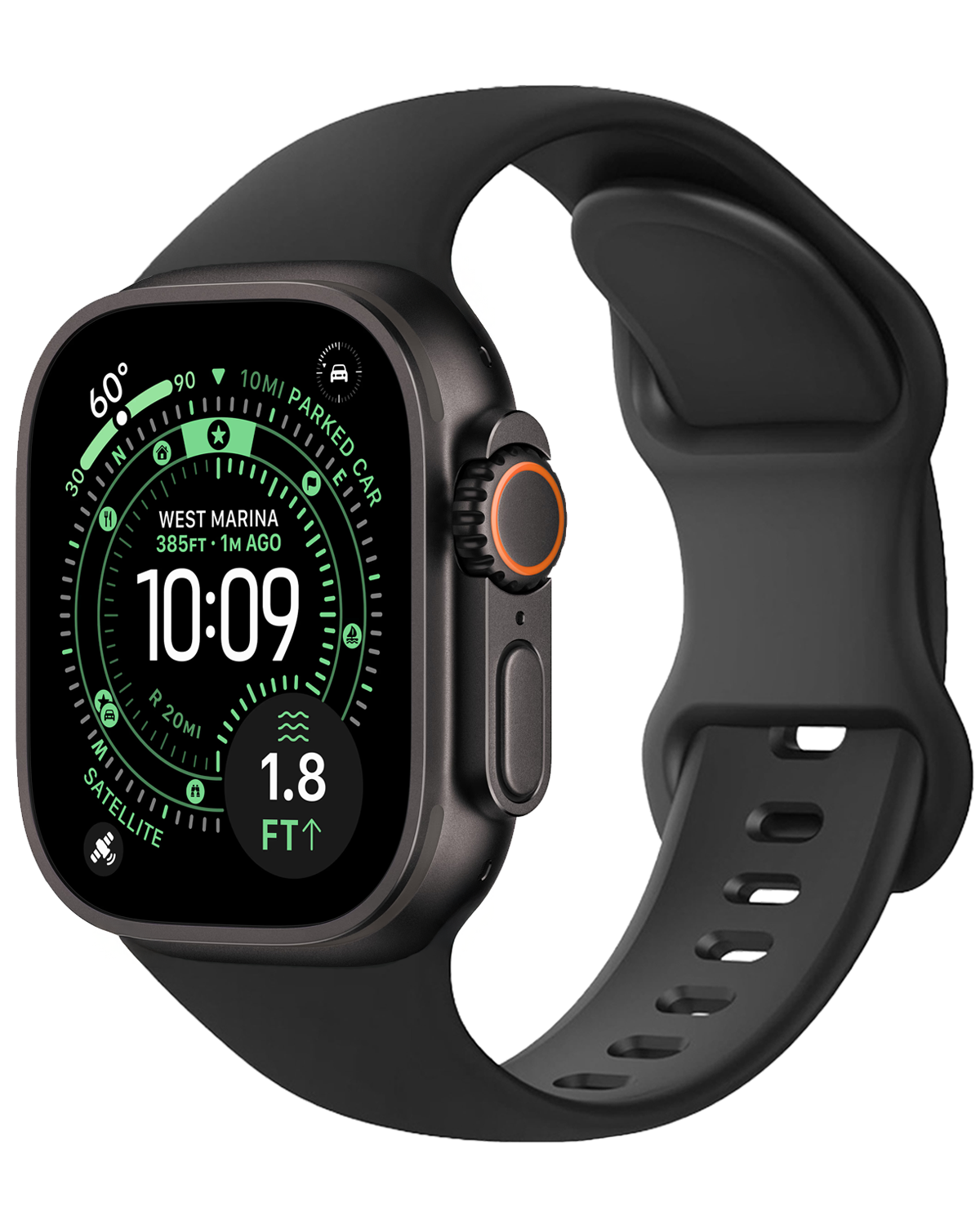 BASEY. BASEY. Apple Watch Bandje Siliconen Verstelbaar (49 mm) - Zwart