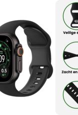 BASEY. BASEY. Apple Watch Bandje Siliconen Verstelbaar (49 mm) - Zwart