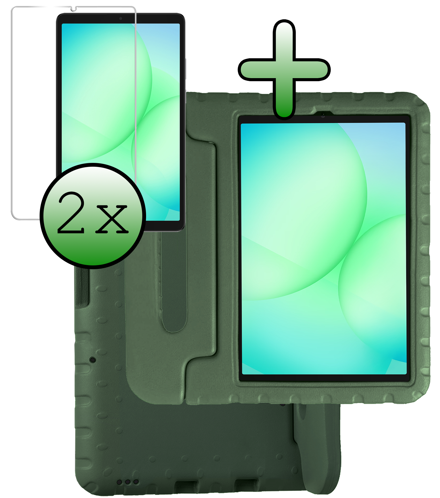 BASEY. BASEY. Samsung Galaxy Tab A11 Kinderhoes Met 2x Screenprotector - Donkergroen