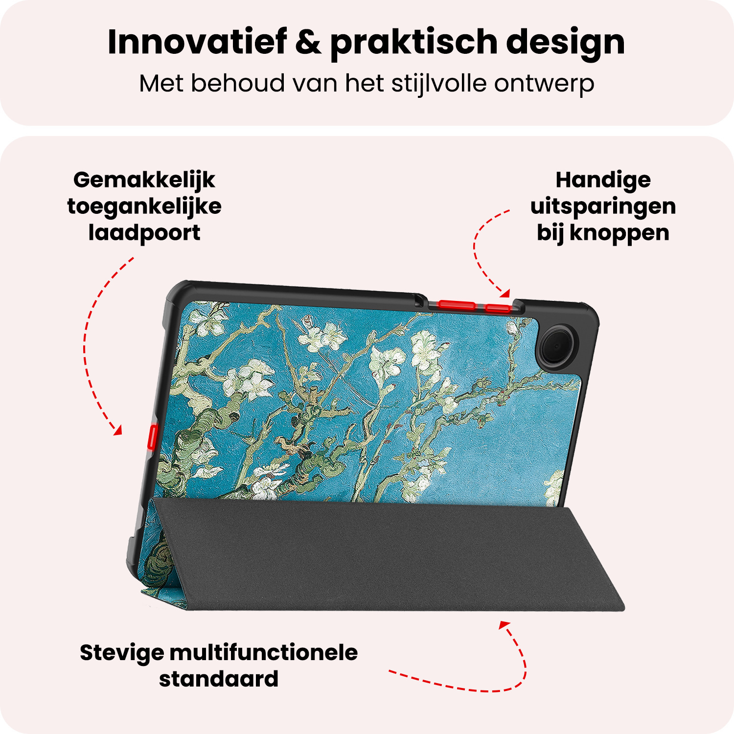 NoXx NoXx Samsung Galaxy Tab A11 Plus Hoes Met Screenprotector - Bloesem