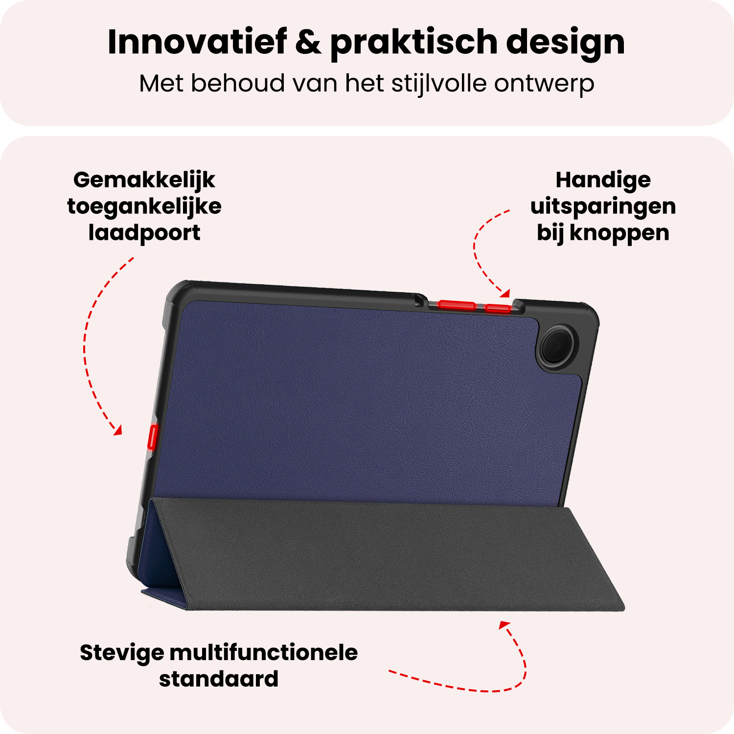 NoXx NoXx Samsung Galaxy Tab A11 Plus Hoes Met Screenprotector - Donkerblauw