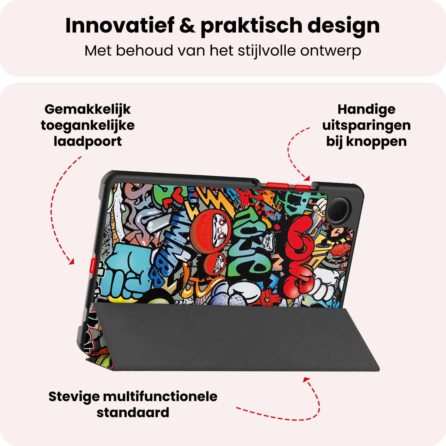 NoXx NoXx Samsung Galaxy Tab A11 Plus Hoes Met Screenprotector - Graffity