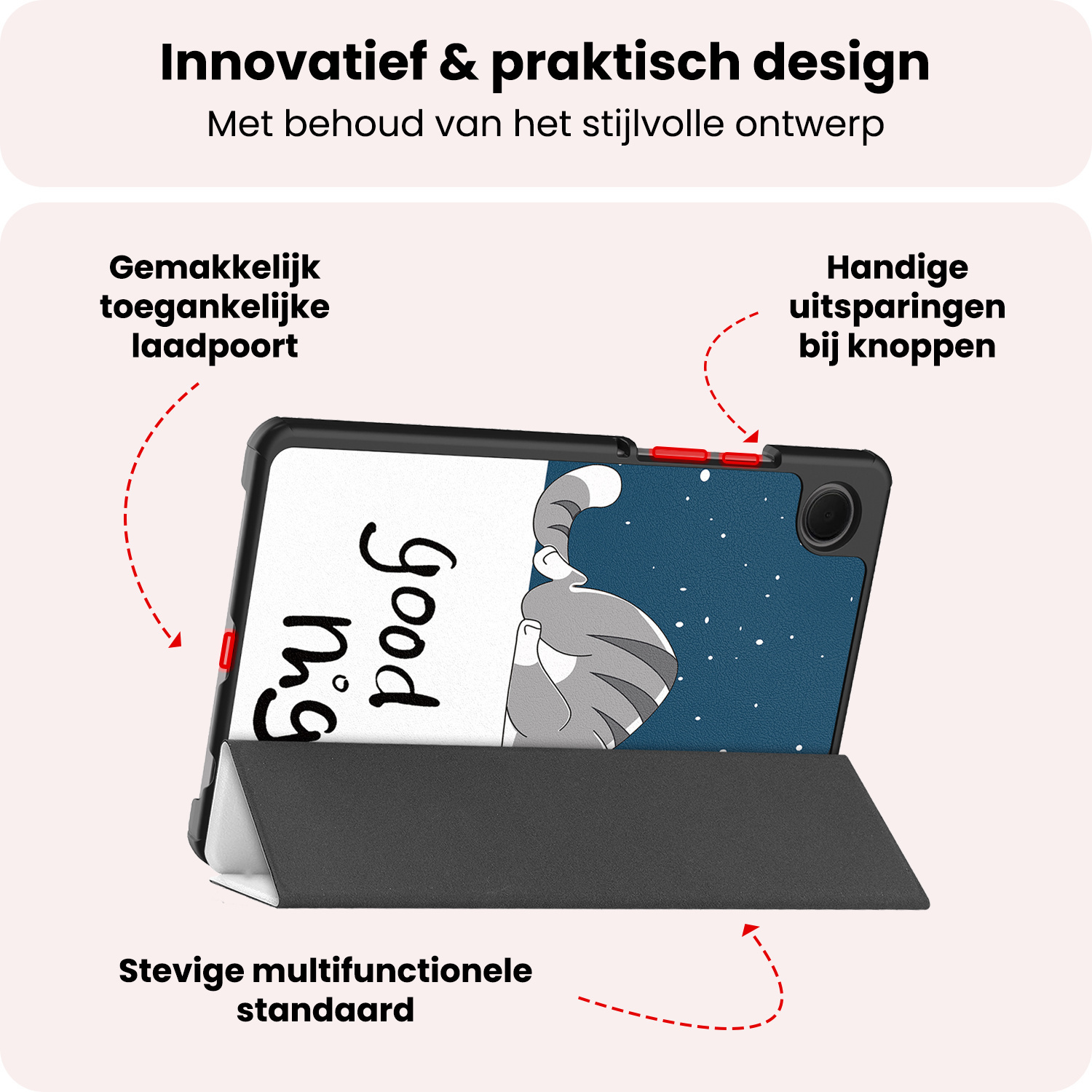 NoXx NoXx Samsung Galaxy Tab A11 Plus Hoes Met Screenprotector - Kat