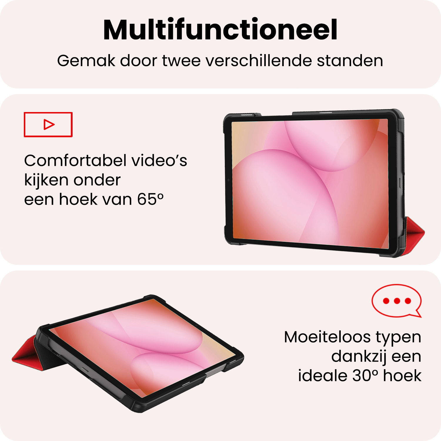NoXx NoXx Samsung Galaxy Tab A11 Plus Hoes Met Screenprotector - Rood