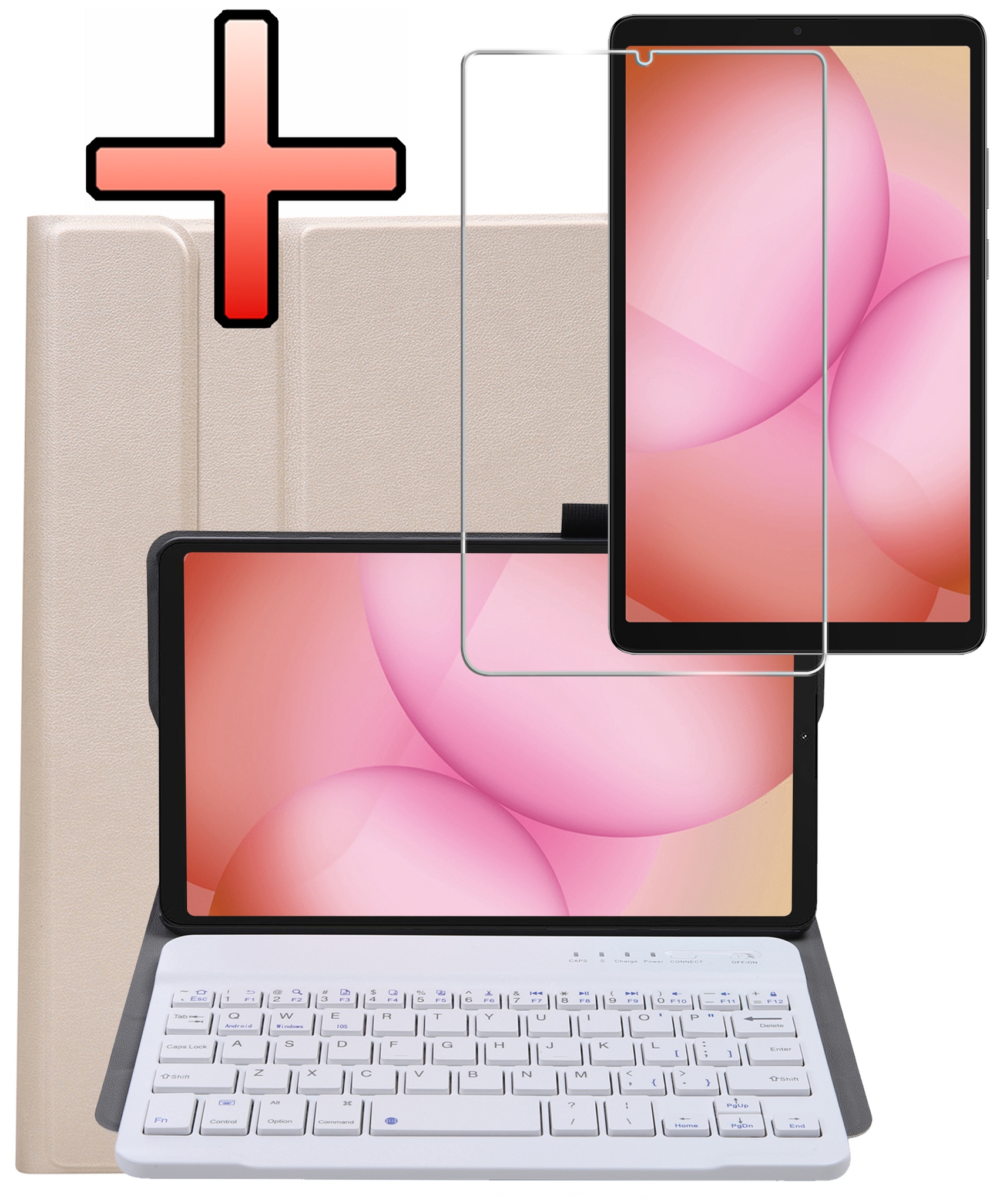 NoXx NoXx Samsung Galaxy Tab A11 Plus Toetsenbordhoes Met Screenprotector - Goud