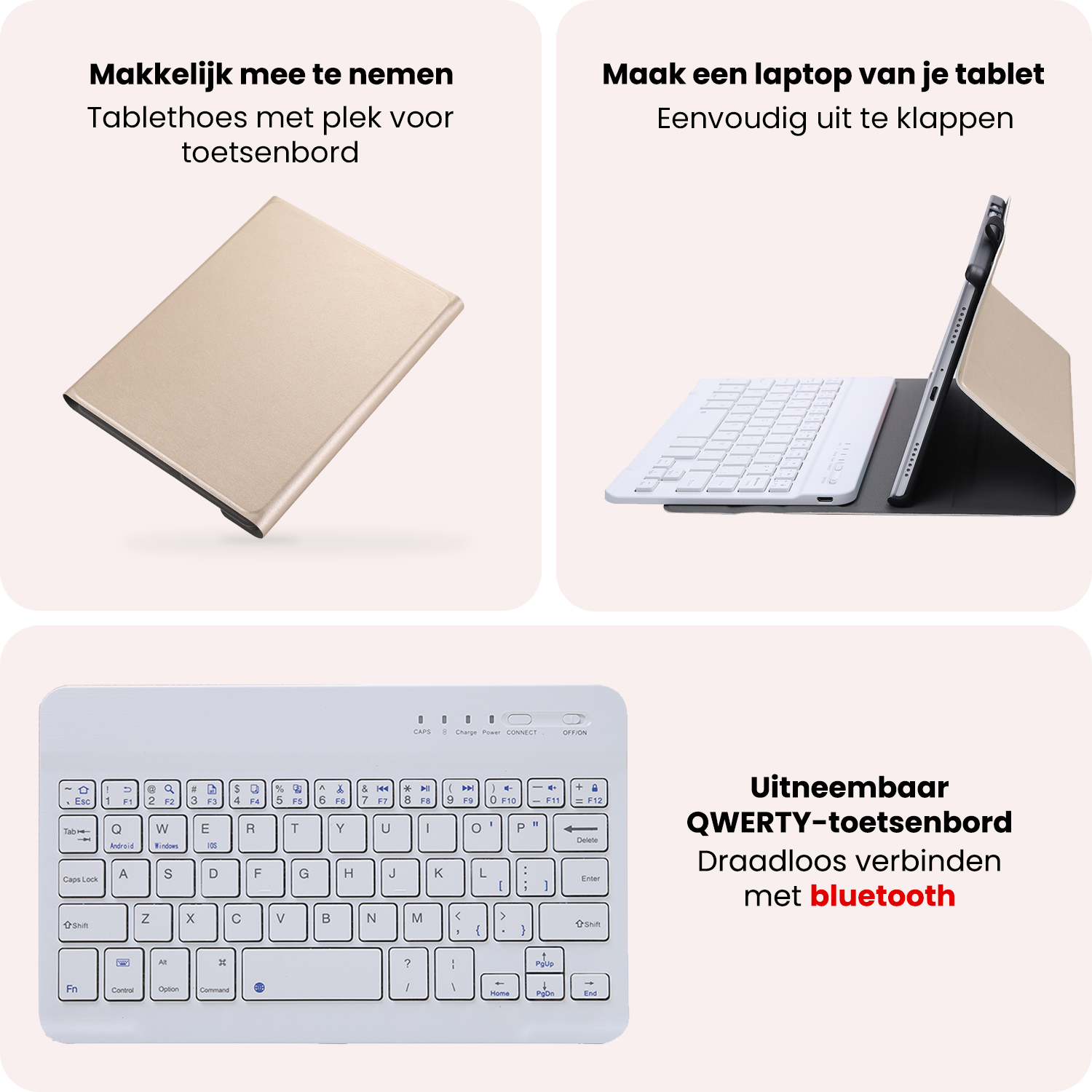 NoXx NoXx Samsung Galaxy Tab A11 Plus Toetsenbordhoes Met Screenprotector - Goud