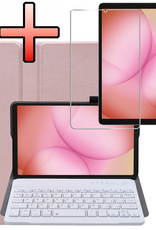 NoXx NoXx Samsung Galaxy Tab A11 Plus Toetsenbordhoes Met Screenprotector - Rosé Goud
