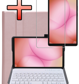 NoXx NoXx Samsung Galaxy Tab A11 Plus Toetsenbordhoes Met Screenprotector - Rosé Goud