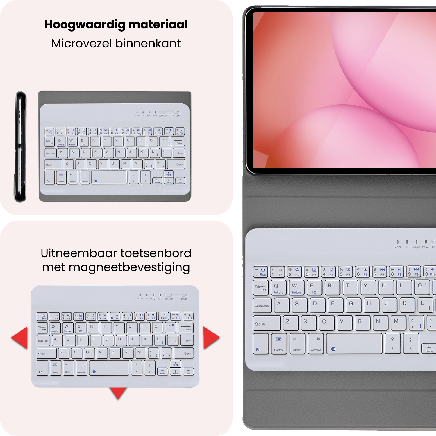 NoXx NoXx Samsung Galaxy Tab A11 Plus Toetsenbordhoes Met Screenprotector - Rosé Goud