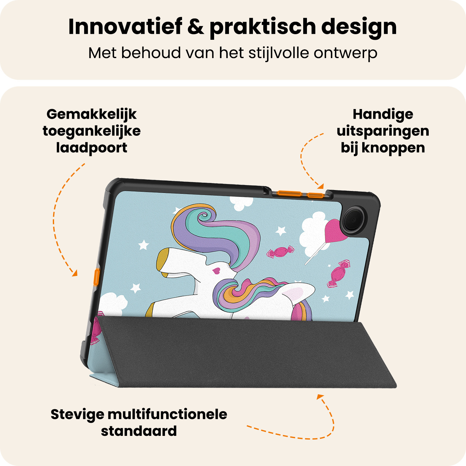 Nomfy Nomfy Samsung Galaxy Tab A11 Plus Hoes - Eenhoorn