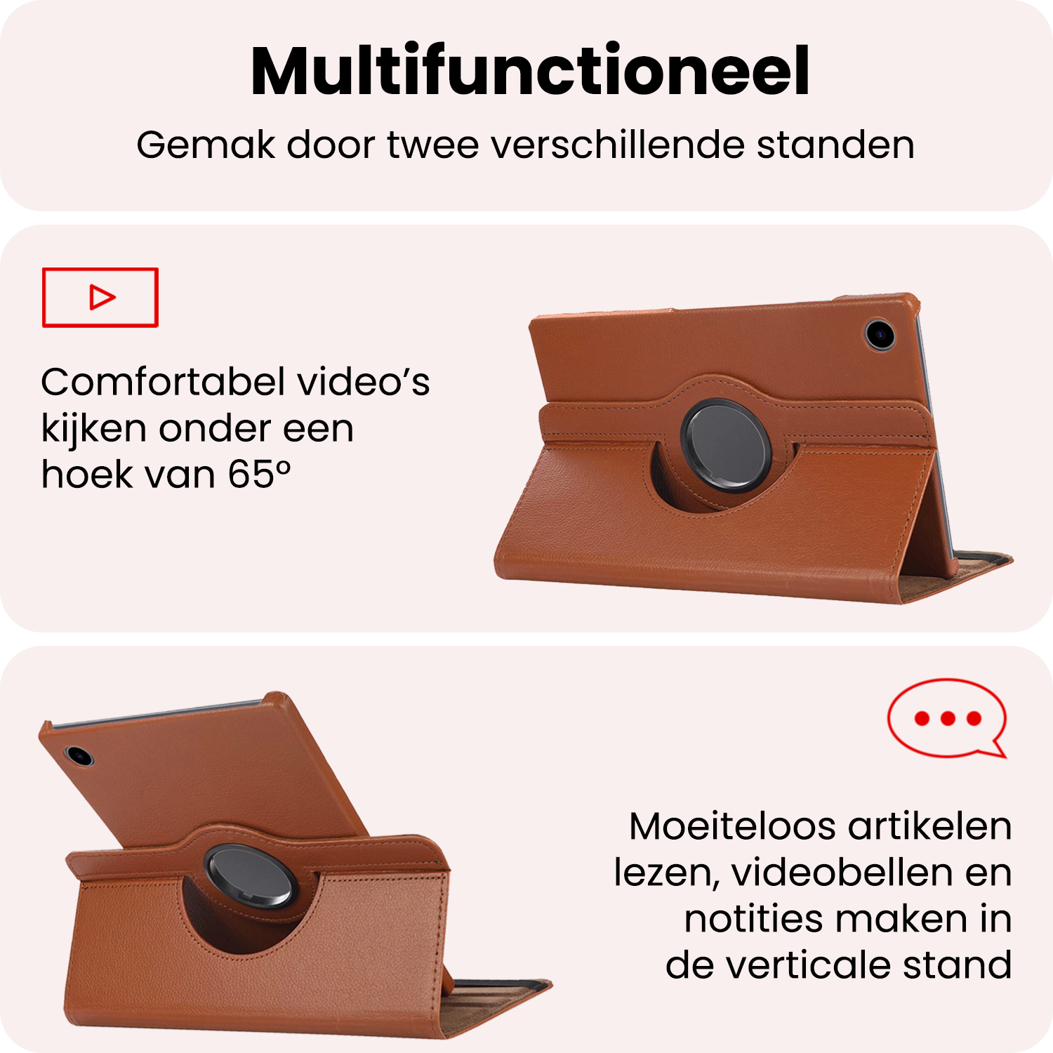 NoXx NoXx Samsung Galaxy Tab A11 Plus Hoes Draaibaar - Bruin