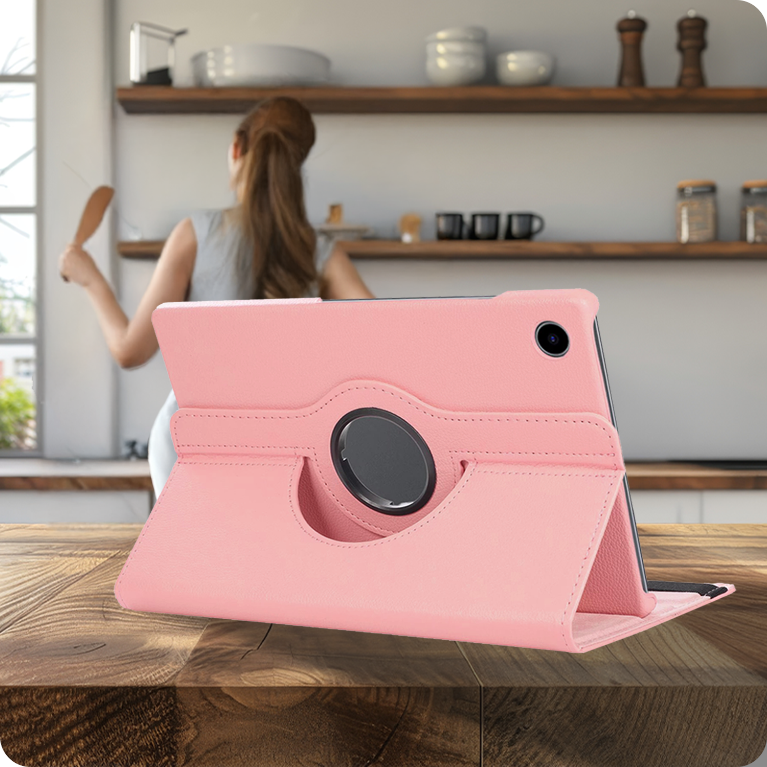 NoXx NoXx Samsung Galaxy Tab A11 Plus Hoes Draaibaar - Lichtroze