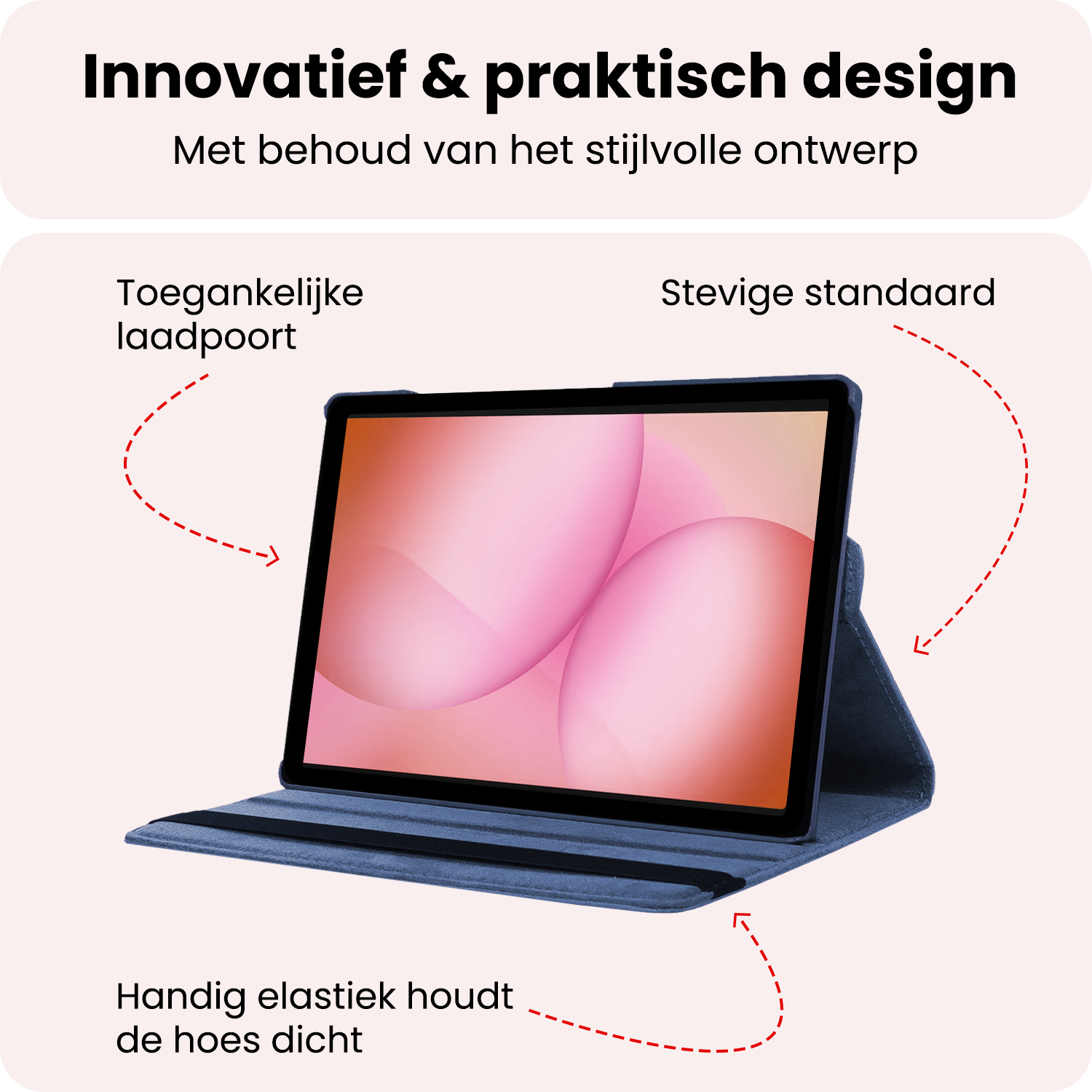 NoXx NoXx Samsung Galaxy Tab A11 Plus Hoes Draaibaar Met Screenprotector - Donkerblauw