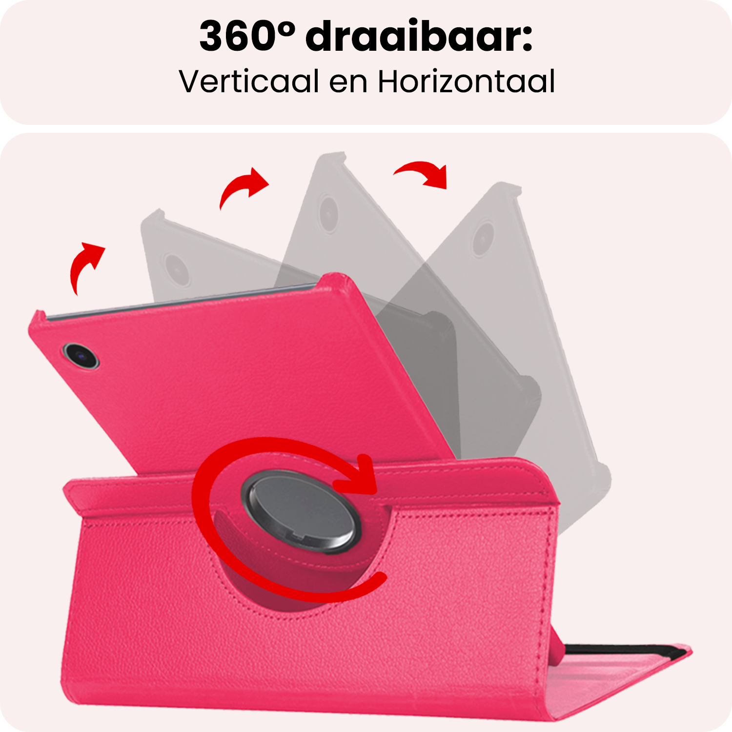 NoXx NoXx Samsung Galaxy Tab A11 Plus Hoes Draaibaar Met Screenprotector - Donkerroze