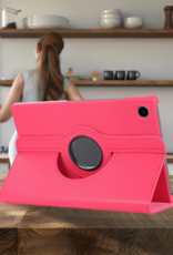 NoXx NoXx Samsung Galaxy Tab A11 Plus Hoes Draaibaar Met Screenprotector - Donkerroze