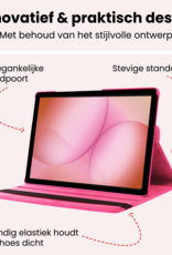 NoXx NoXx Samsung Galaxy Tab A11 Plus Hoes Draaibaar Met Screenprotector - Donkerroze