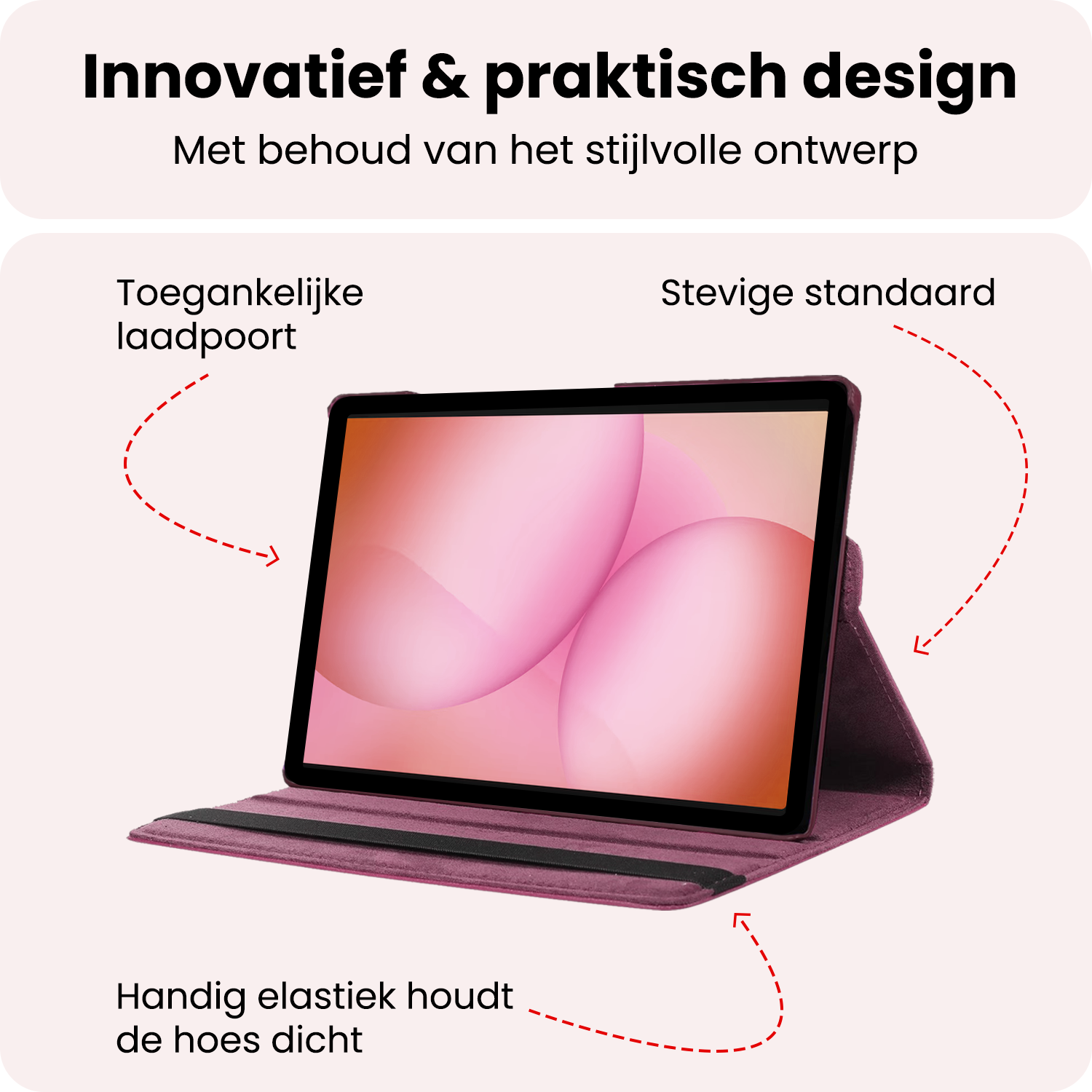 NoXx NoXx Samsung Galaxy Tab A11 Plus Hoes Draaibaar Met Screenprotector - Paars