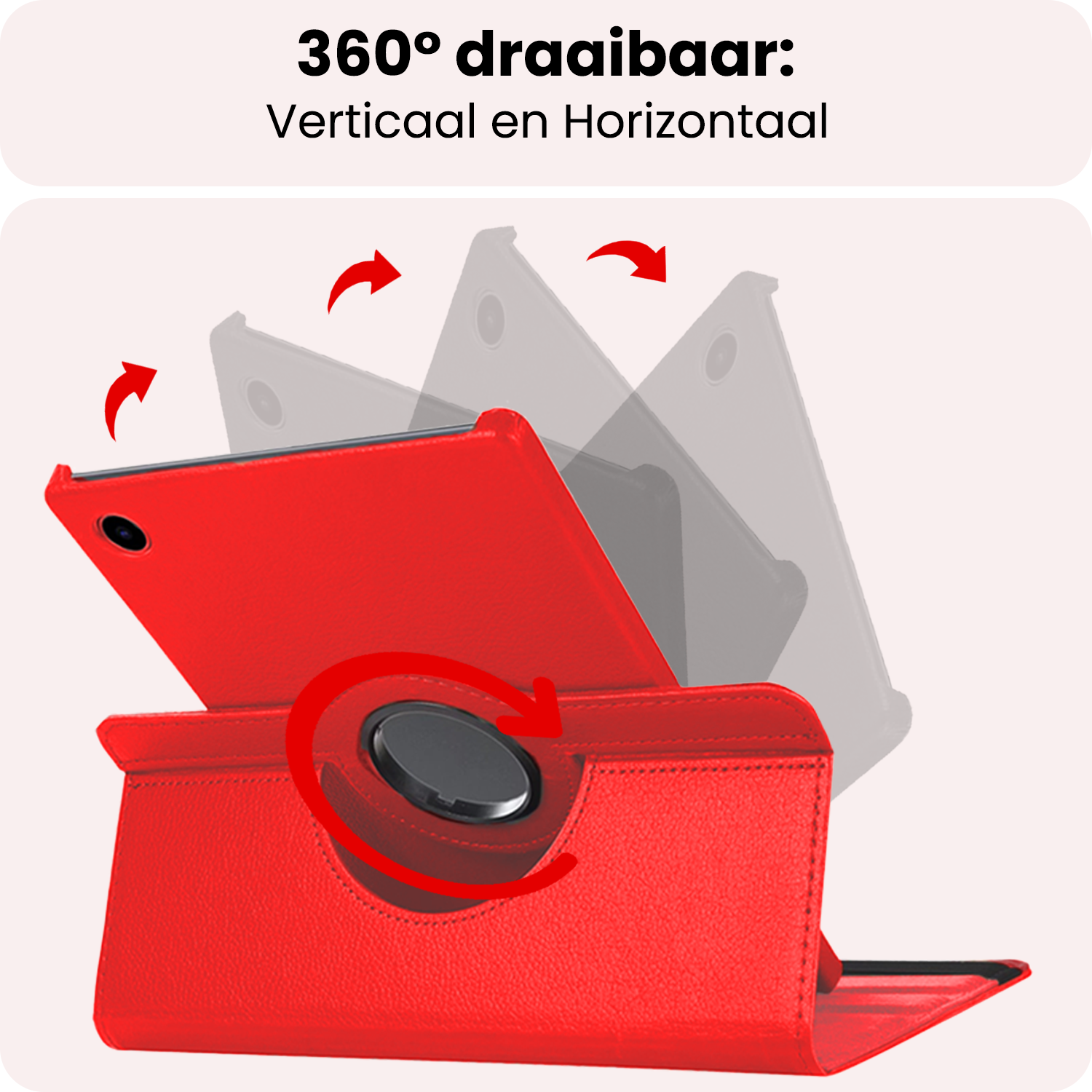 NoXx NoXx Samsung Galaxy Tab A11 Plus Hoes Draaibaar Met Screenprotector - Rood