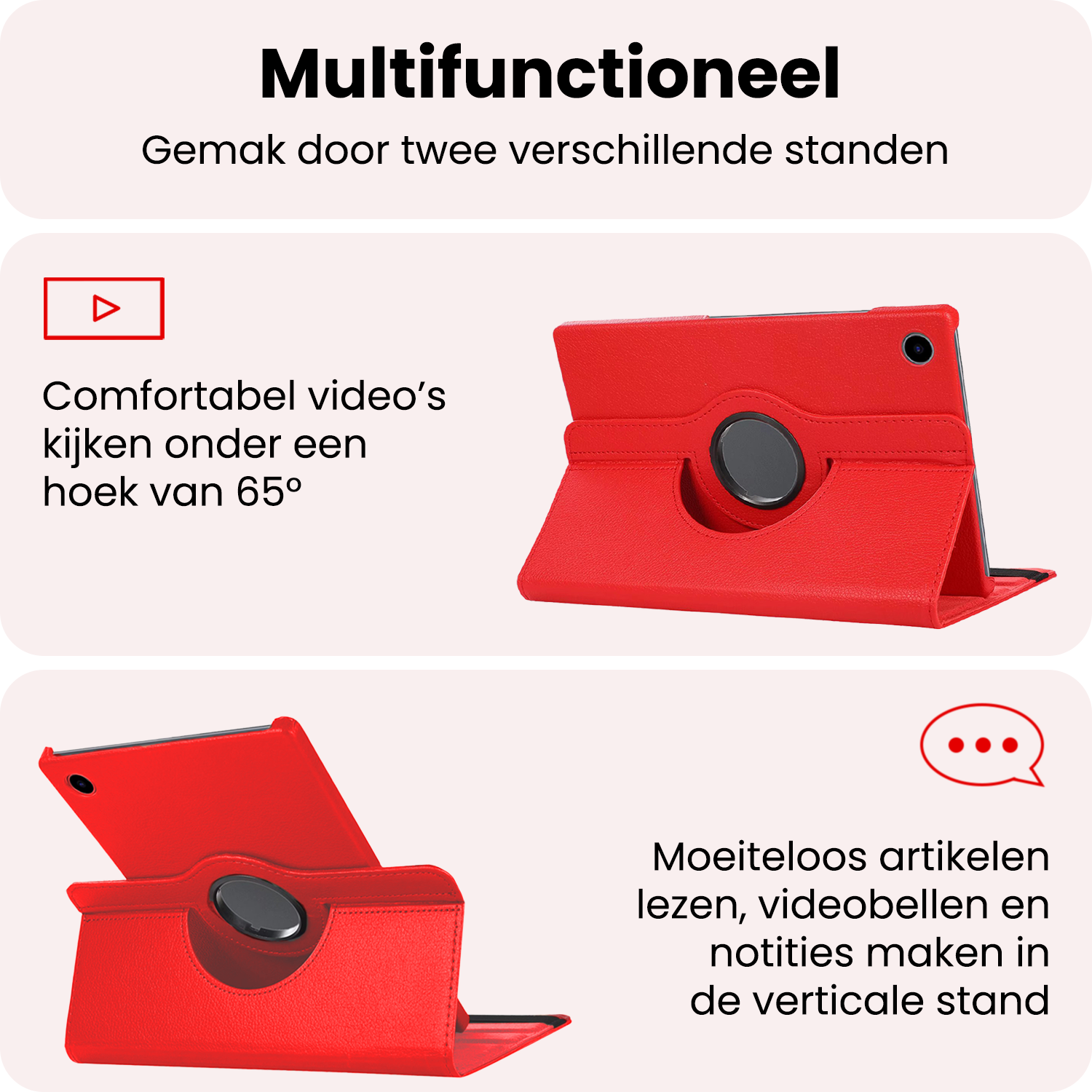 NoXx NoXx Samsung Galaxy Tab A11 Plus Hoes Draaibaar Met Screenprotector - Rood