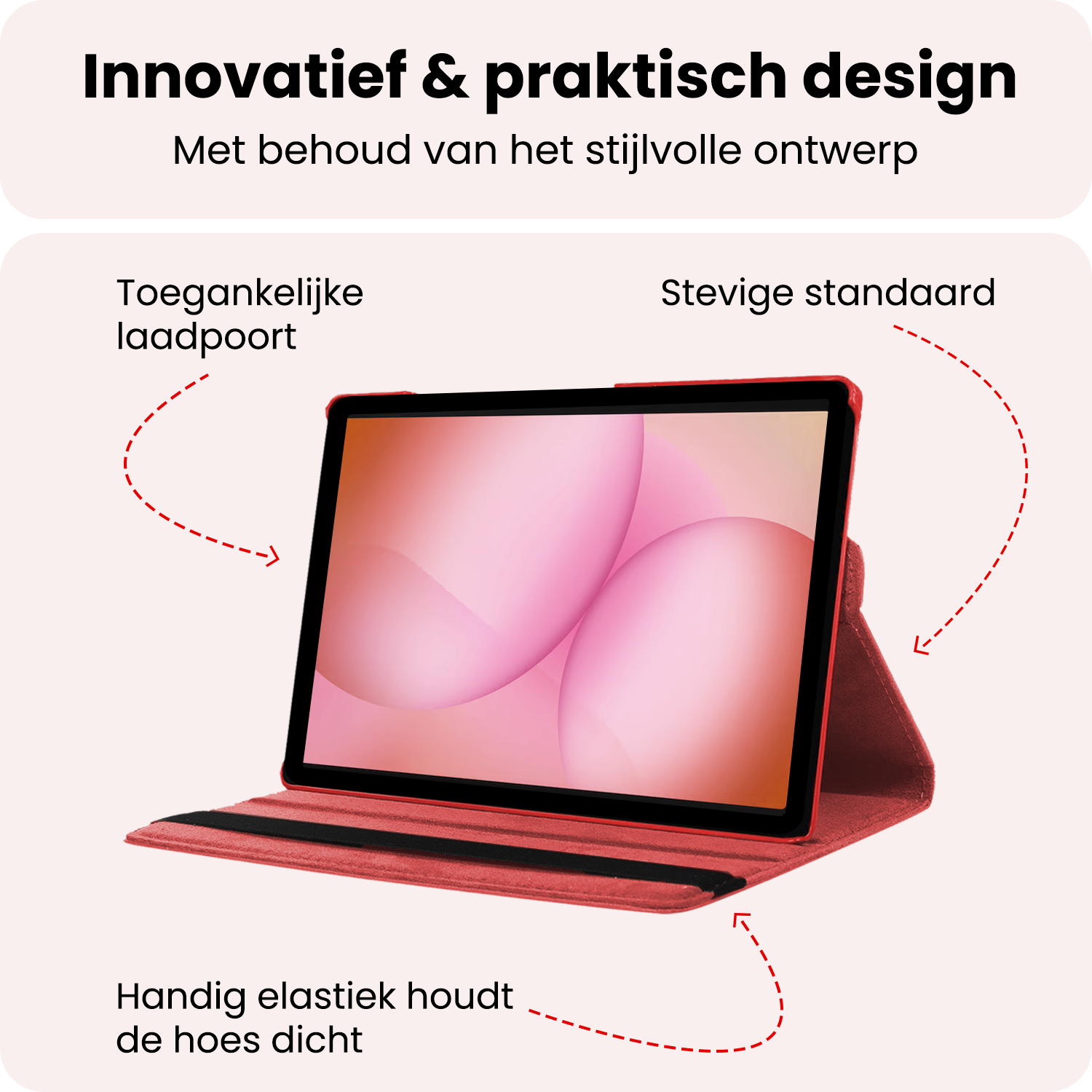 NoXx NoXx Samsung Galaxy Tab A11 Plus Hoes Draaibaar Met Screenprotector - Rood