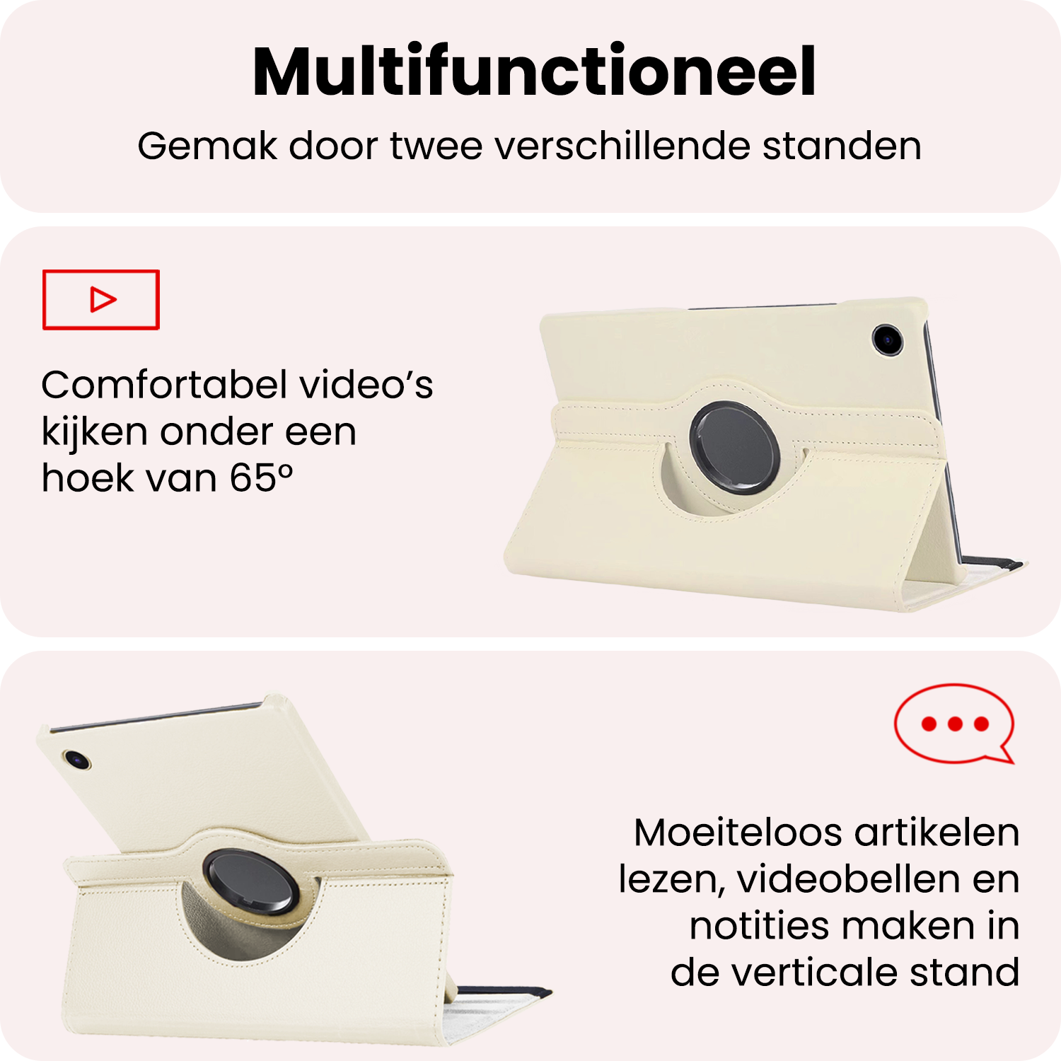 NoXx NoXx Samsung Galaxy Tab A11 Plus Hoes Draaibaar Met Screenprotector - Wit