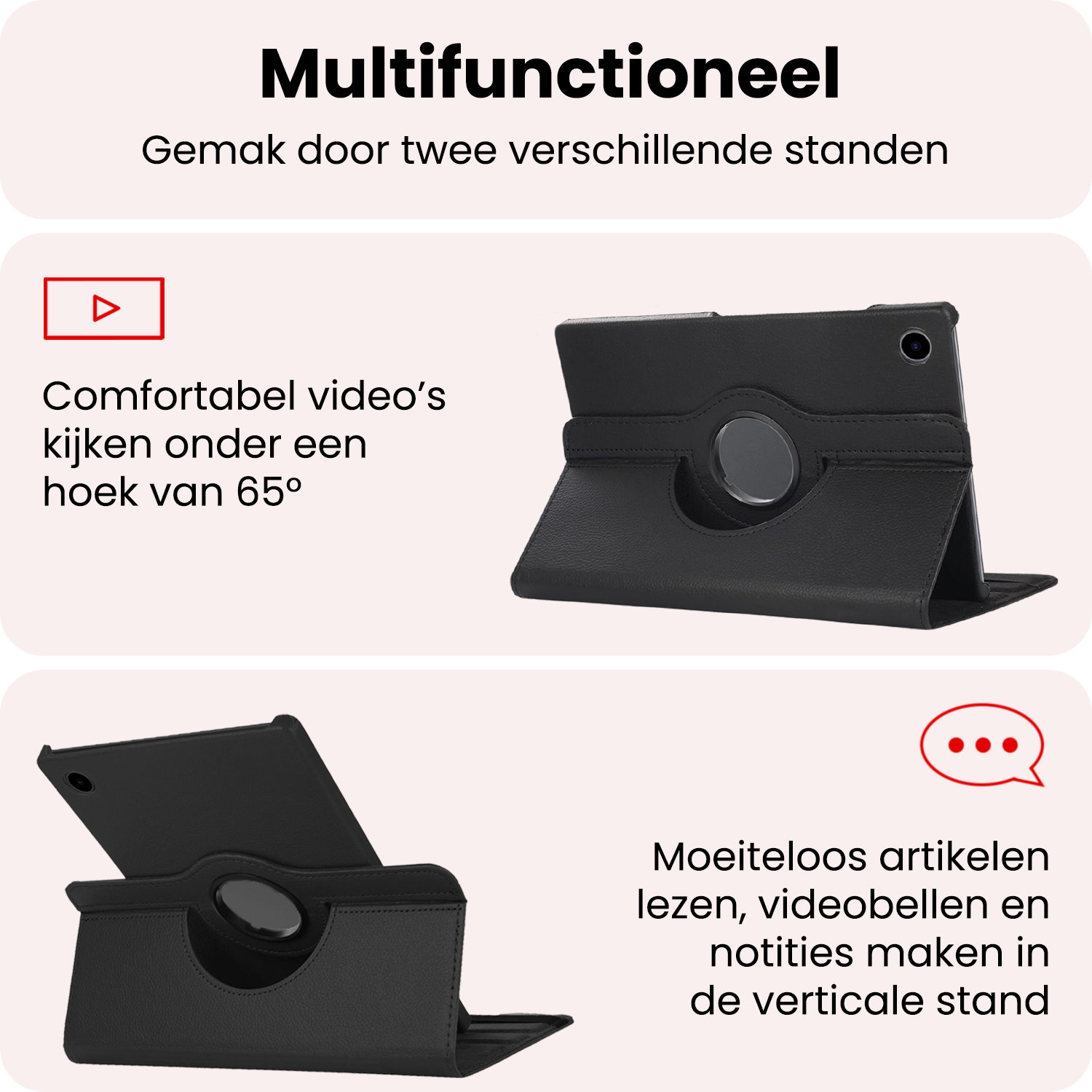 NoXx NoXx Samsung Galaxy Tab A11 Plus Hoes Draaibaar Met Screenprotector - Zwart