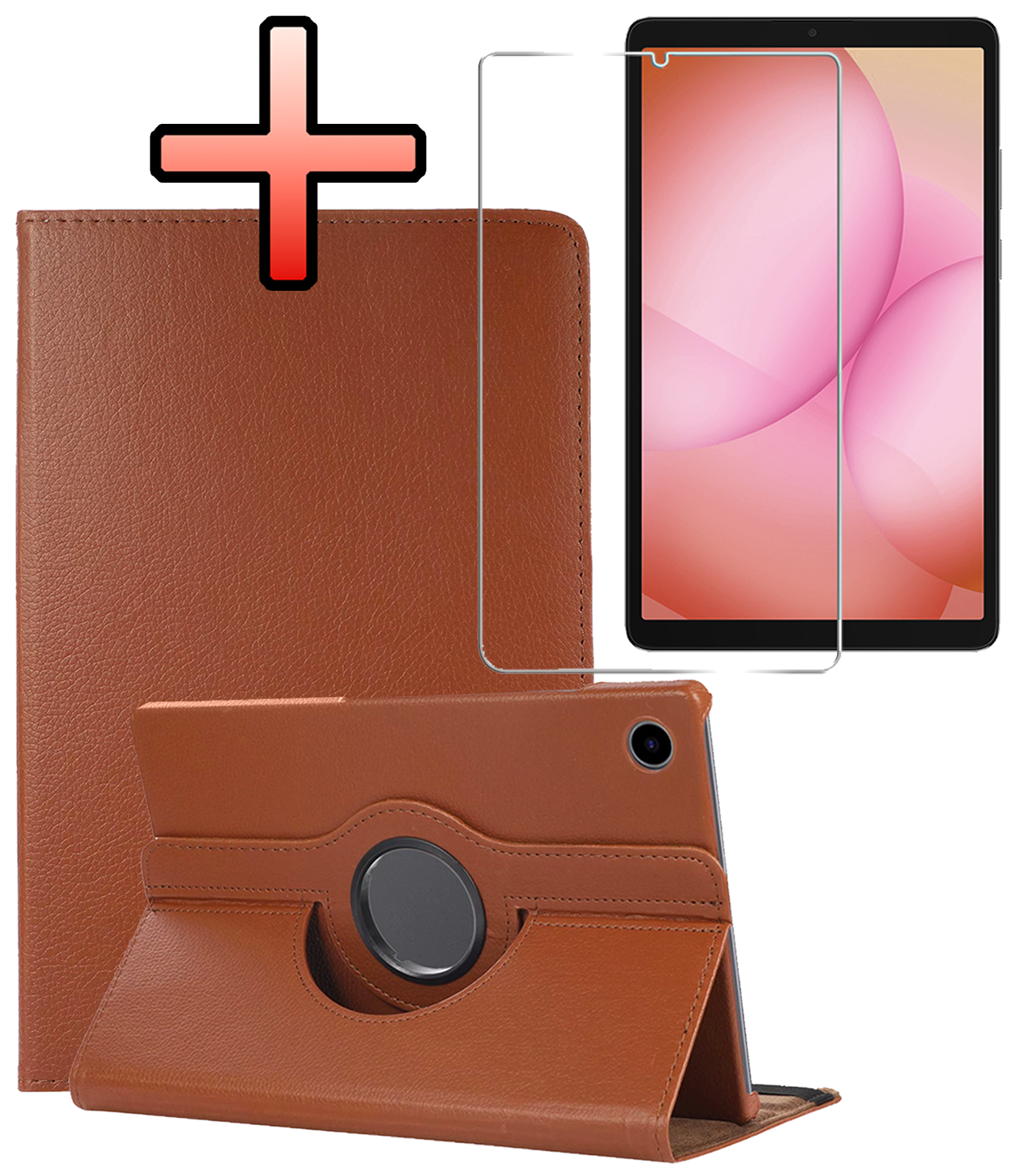 NoXx NoXx Samsung Galaxy Tab A11 Plus Hoes Draaibaar Met Screenprotector - Bruin
