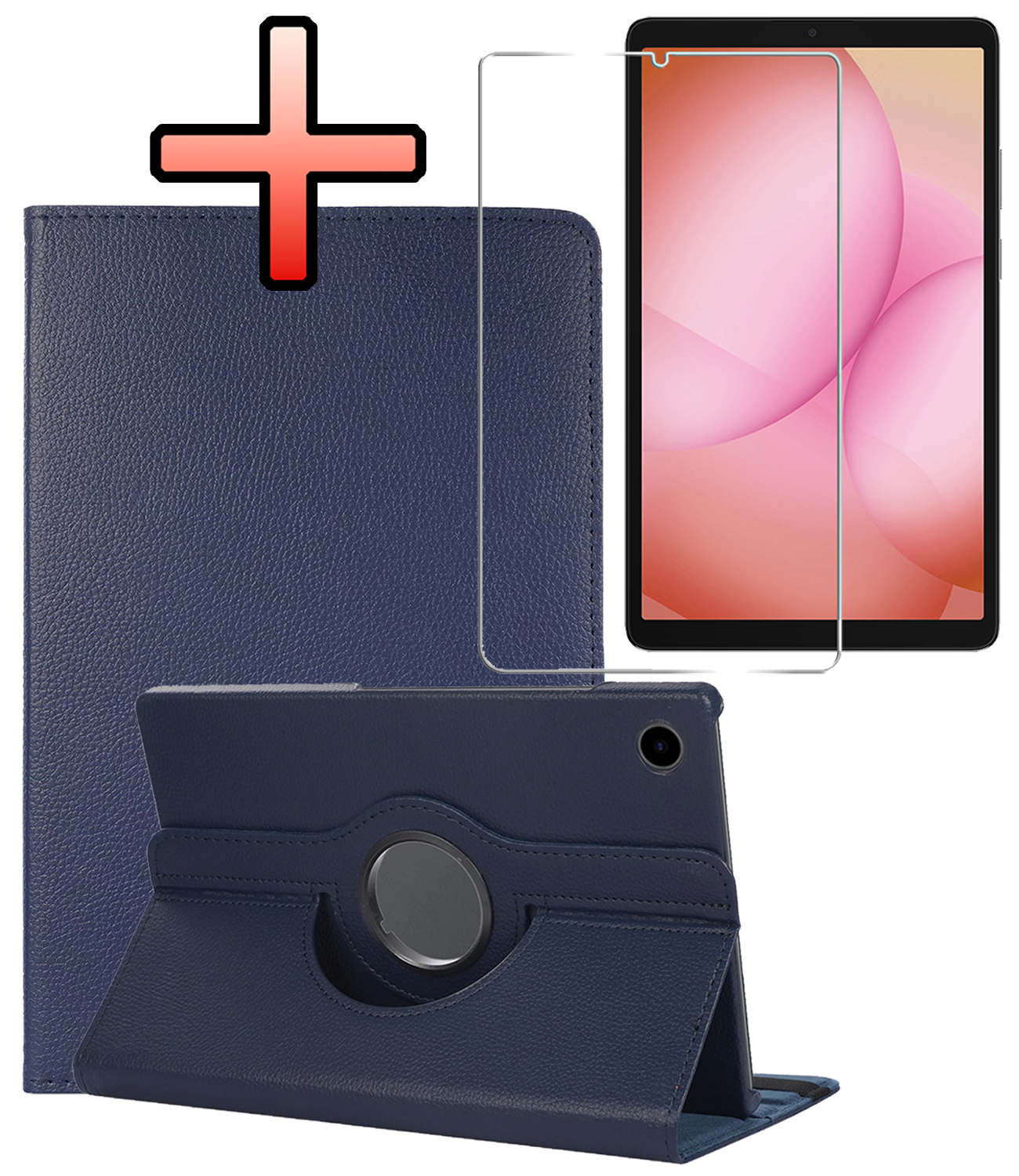 NoXx NoXx Samsung Galaxy Tab A11 Plus Hoes Draaibaar Met Screenprotector - Donkerblauw