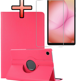 NoXx NoXx Samsung Galaxy Tab A11 Plus Hoes Draaibaar Met Screenprotector - Donkerroze