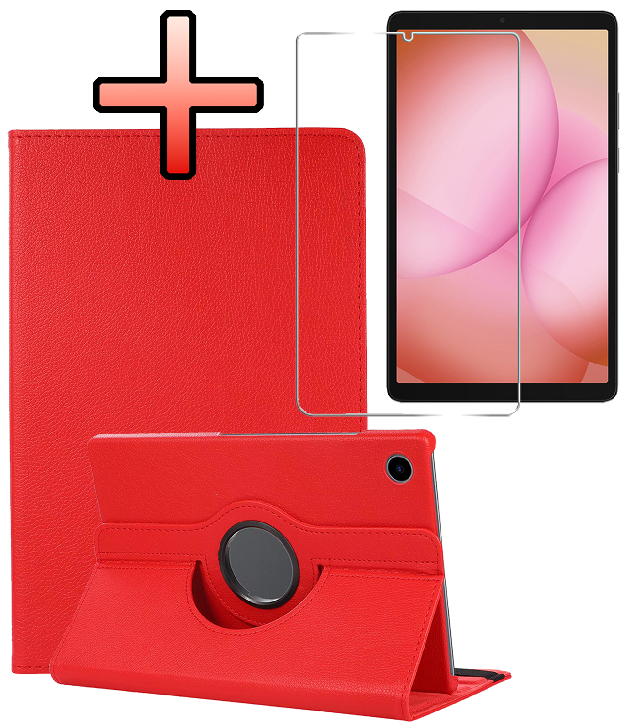 NoXx NoXx Samsung Galaxy Tab A11 Plus Hoes Draaibaar Met Screenprotector - Rood
