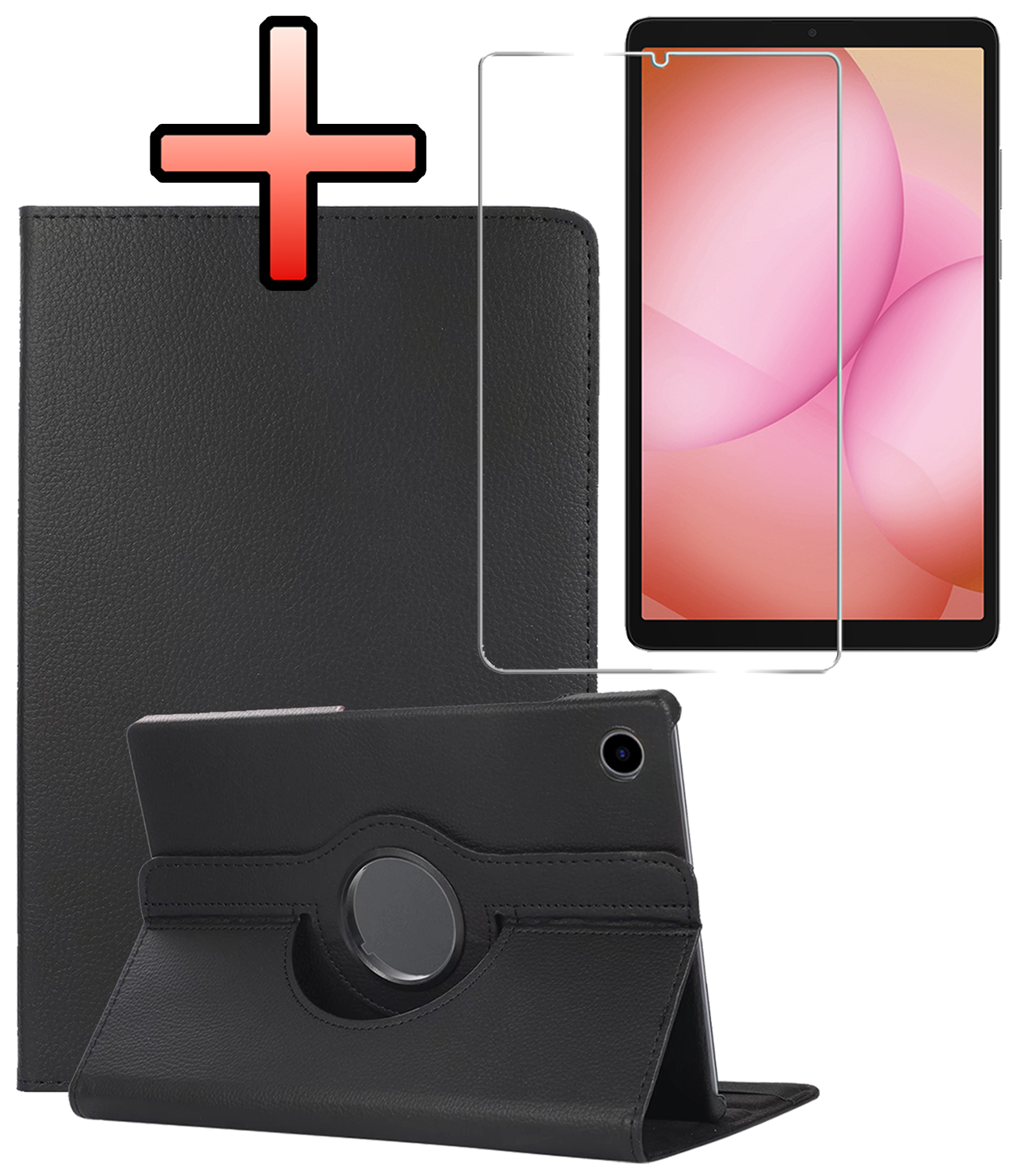 NoXx NoXx Samsung Galaxy Tab A11 Plus Hoes Draaibaar Met Screenprotector - Zwart