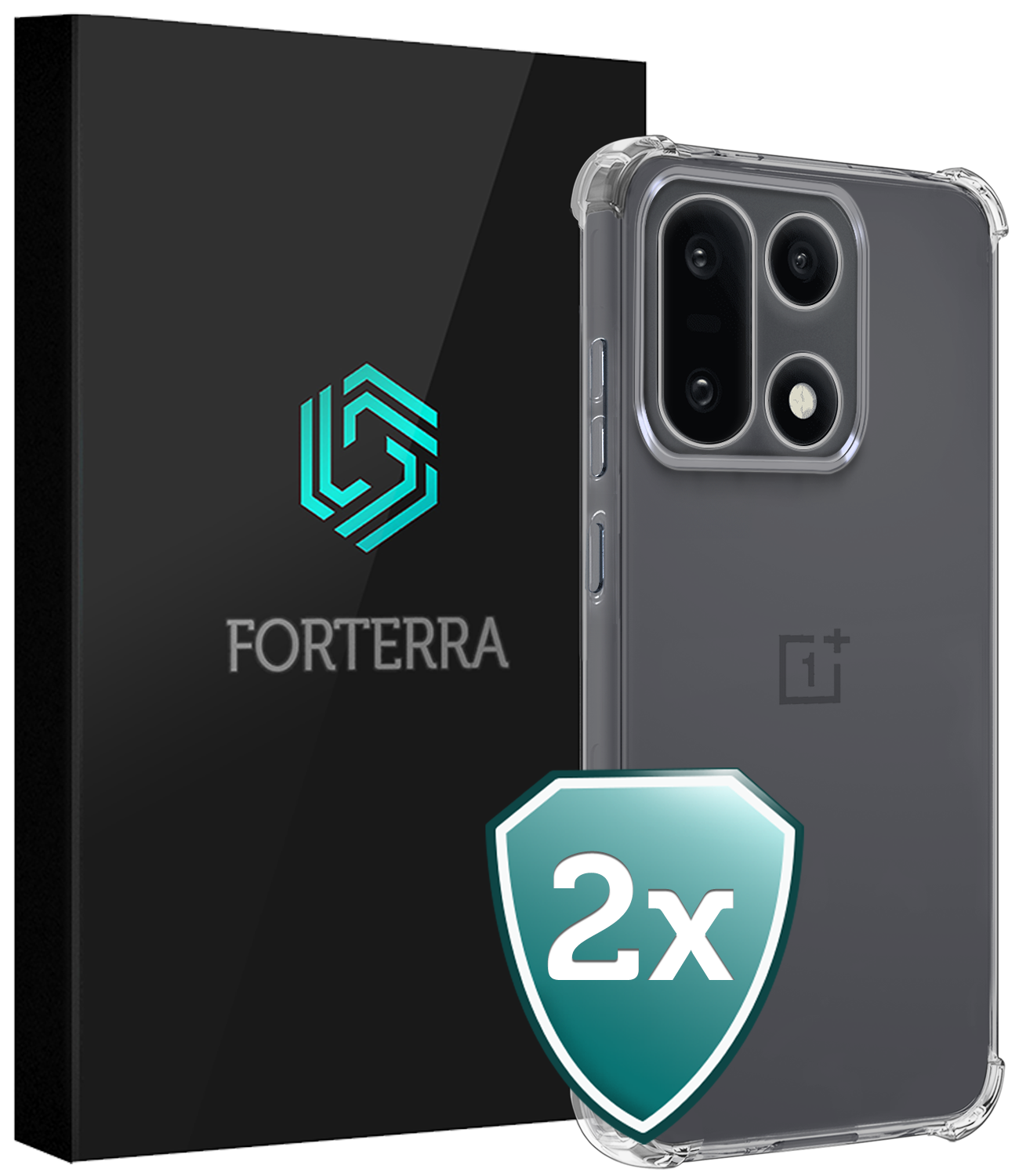 Forterra Forterra OnePlus 15 Hoesje Shockproof - Transparant - 2 PACK