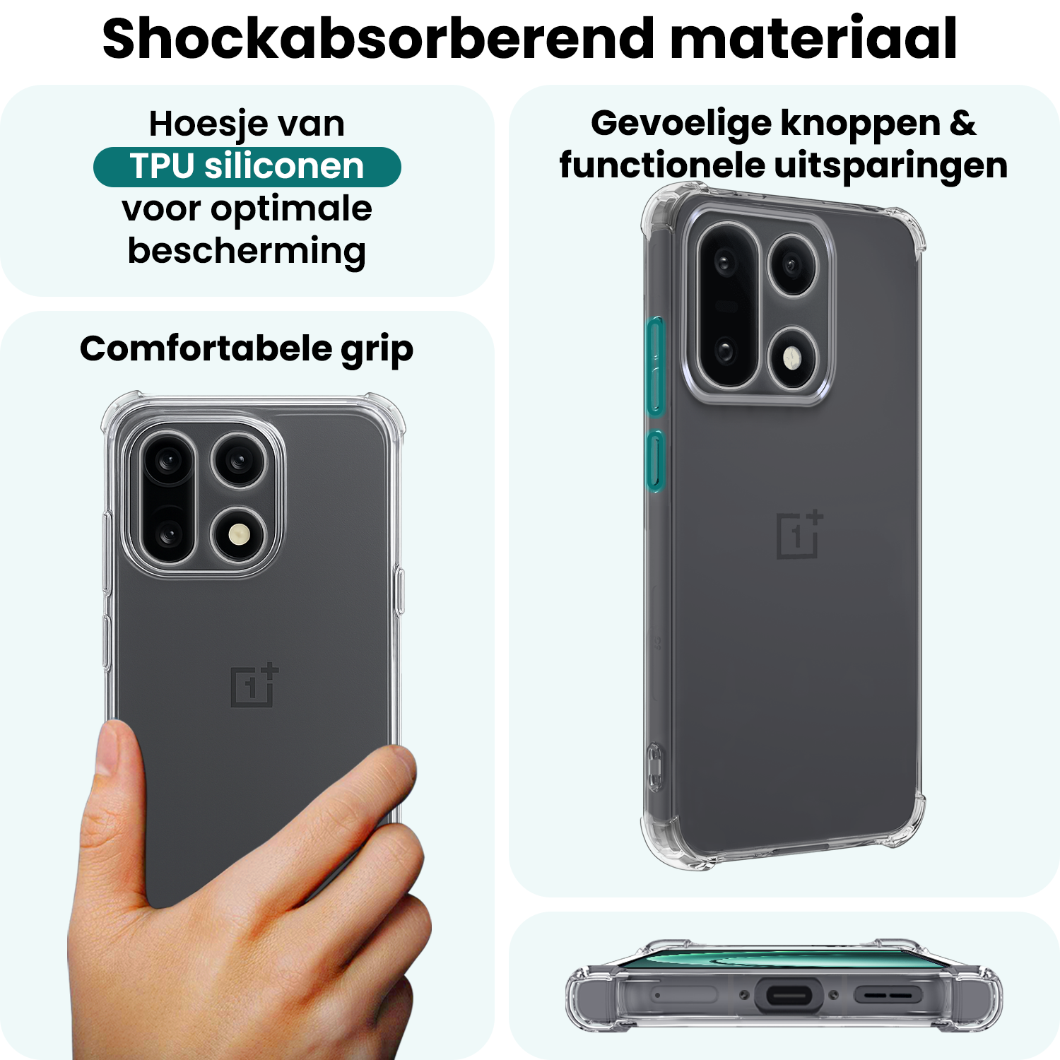 Forterra Forterra OnePlus 15 Hoesje Shockproof - Transparant - 2 PACK