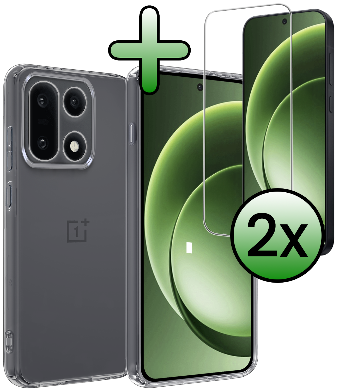 BASEY. BASEY. OnePlus 15 Hoesje Siliconen Met 2x Screenprotector - Transparant